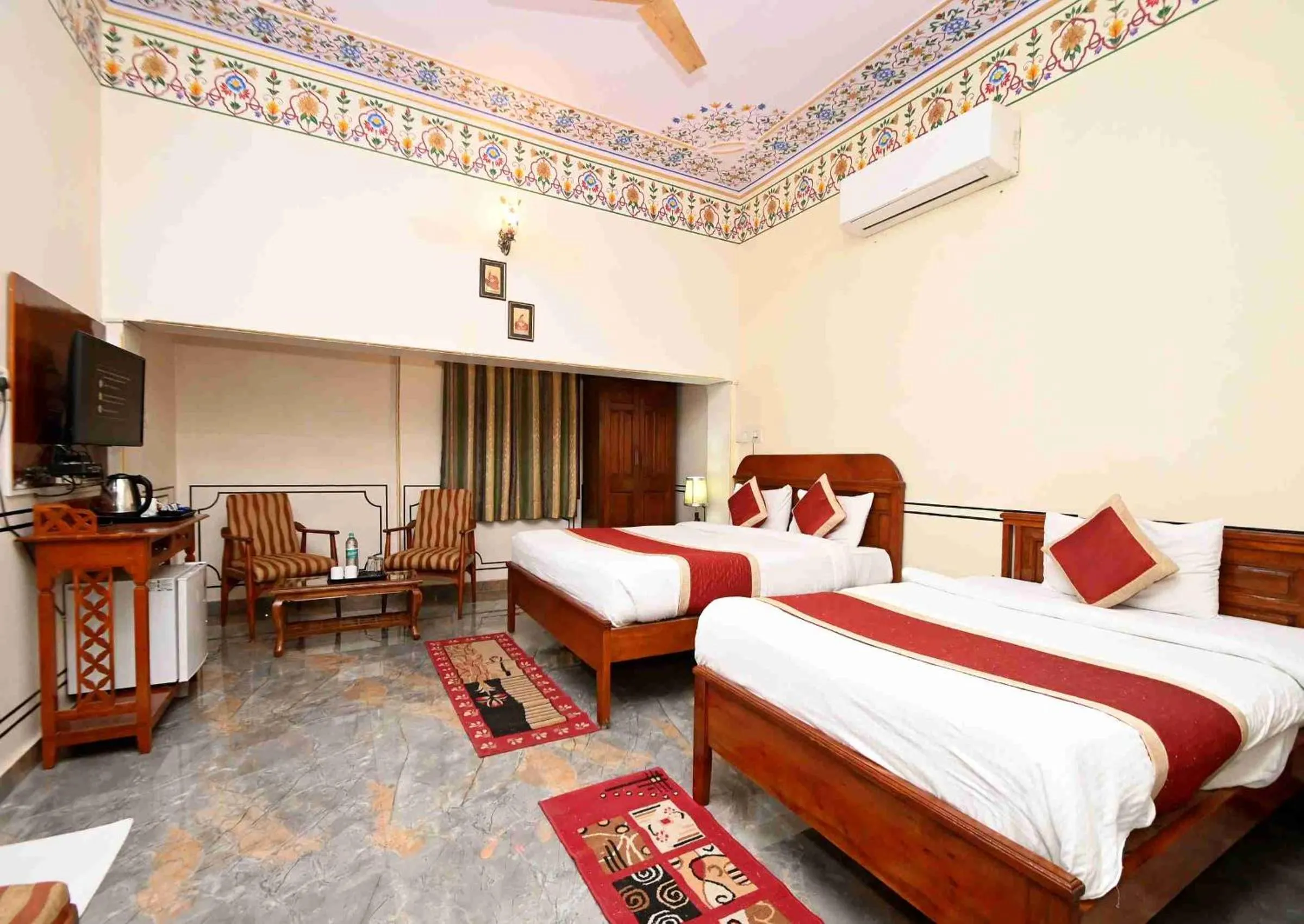 Bed in Virasat Mahal Heritage Hotel-Jaipur City Center