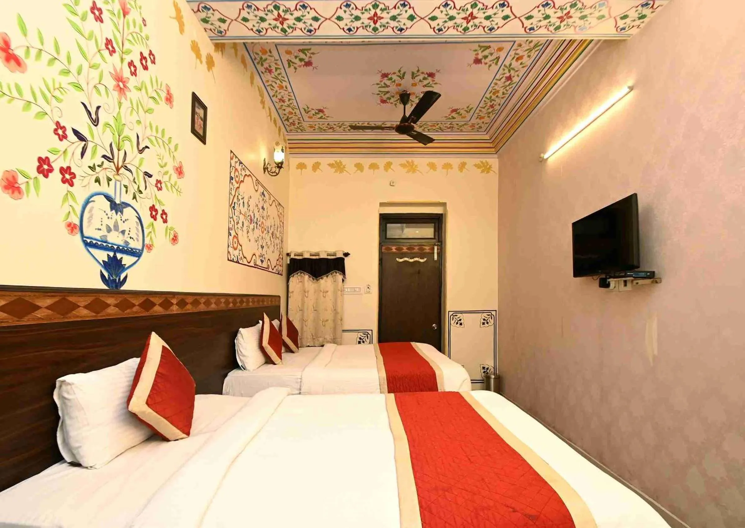 Bed in Virasat Mahal Heritage Hotel-Jaipur City Center