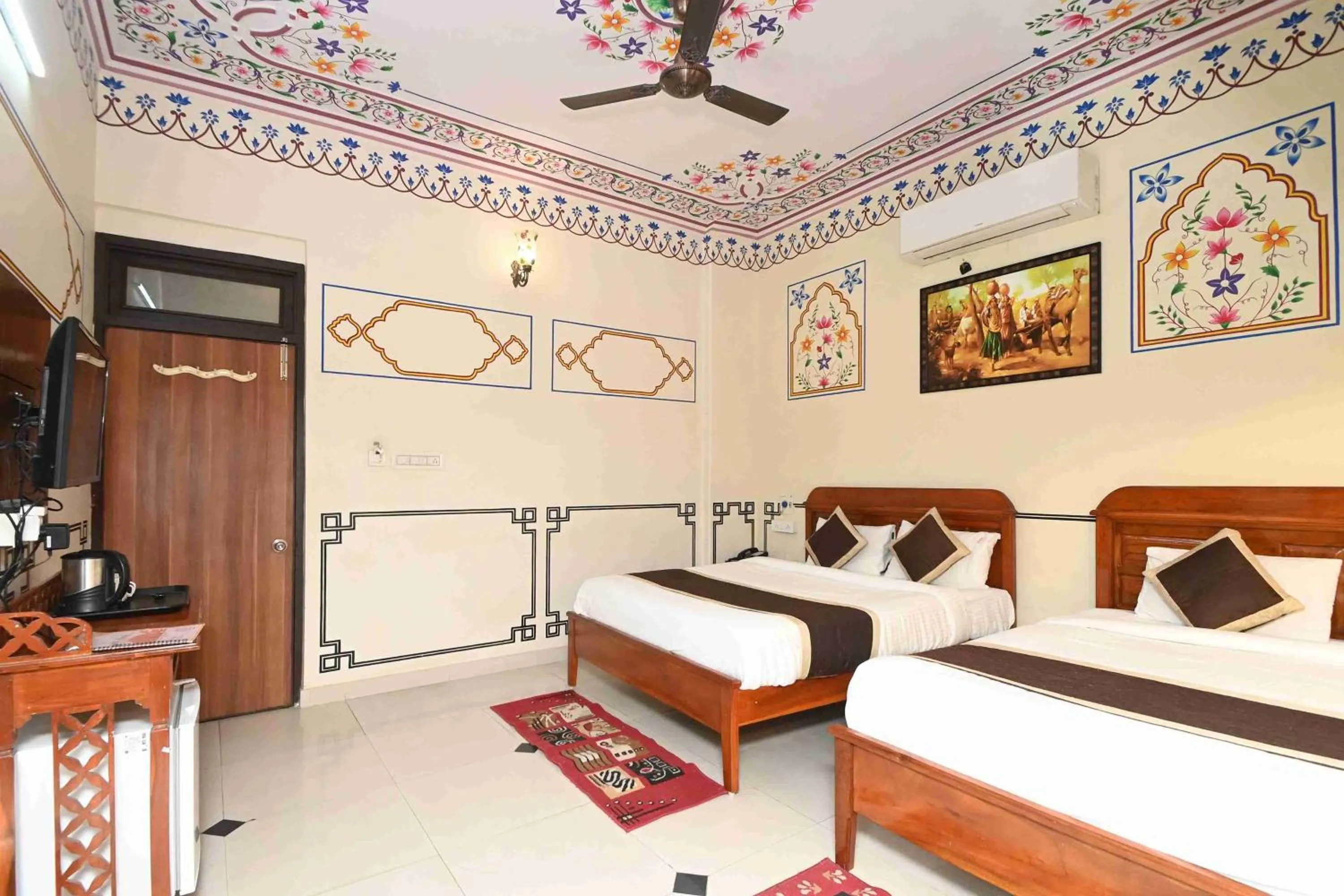 Bed in Virasat Mahal Heritage Hotel-Jaipur City Center