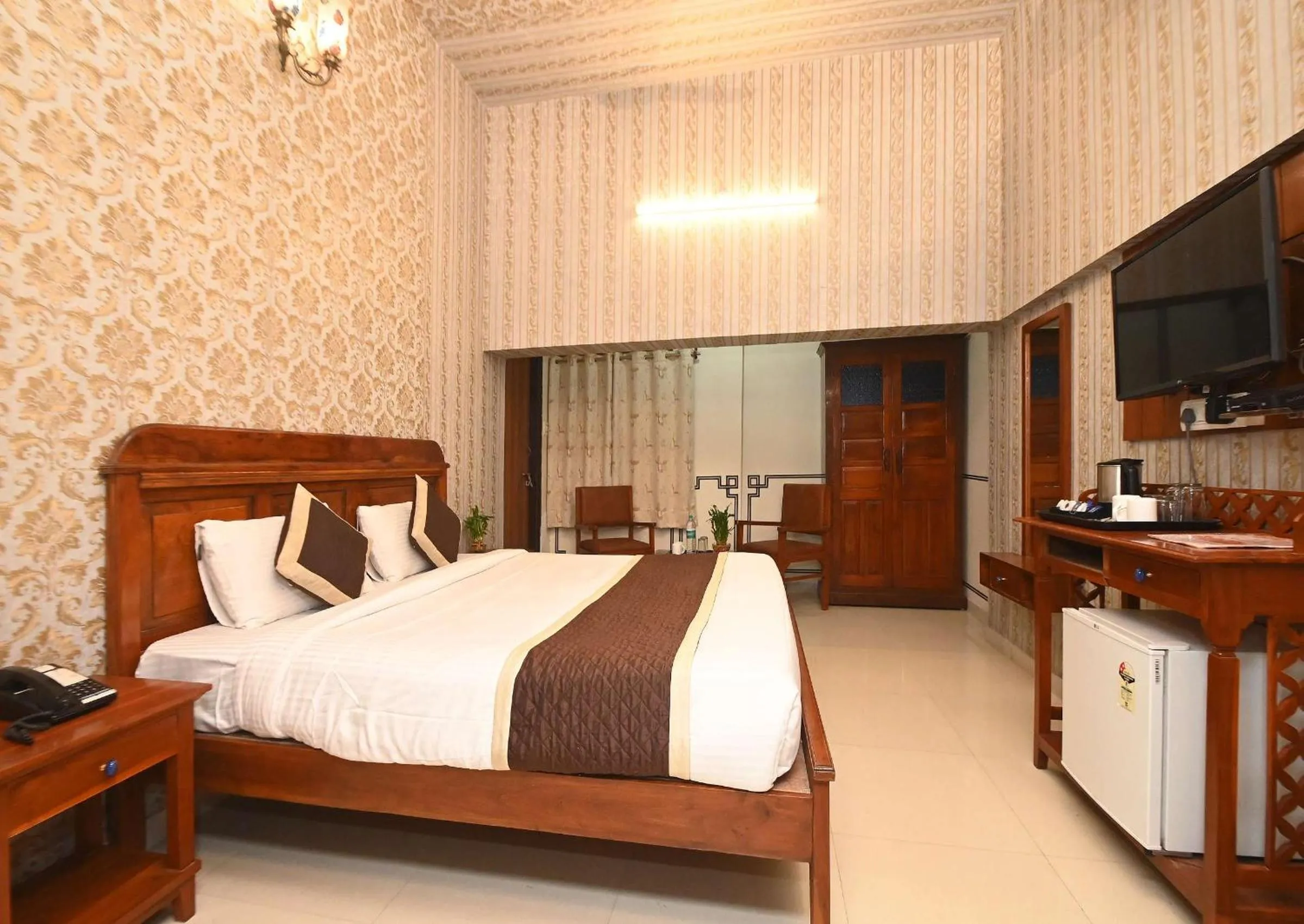 Bed in Virasat Mahal Heritage Hotel-Jaipur City Center