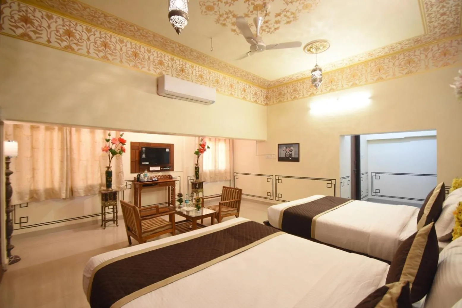 Bed in Virasat Mahal Heritage Hotel-Jaipur City Center