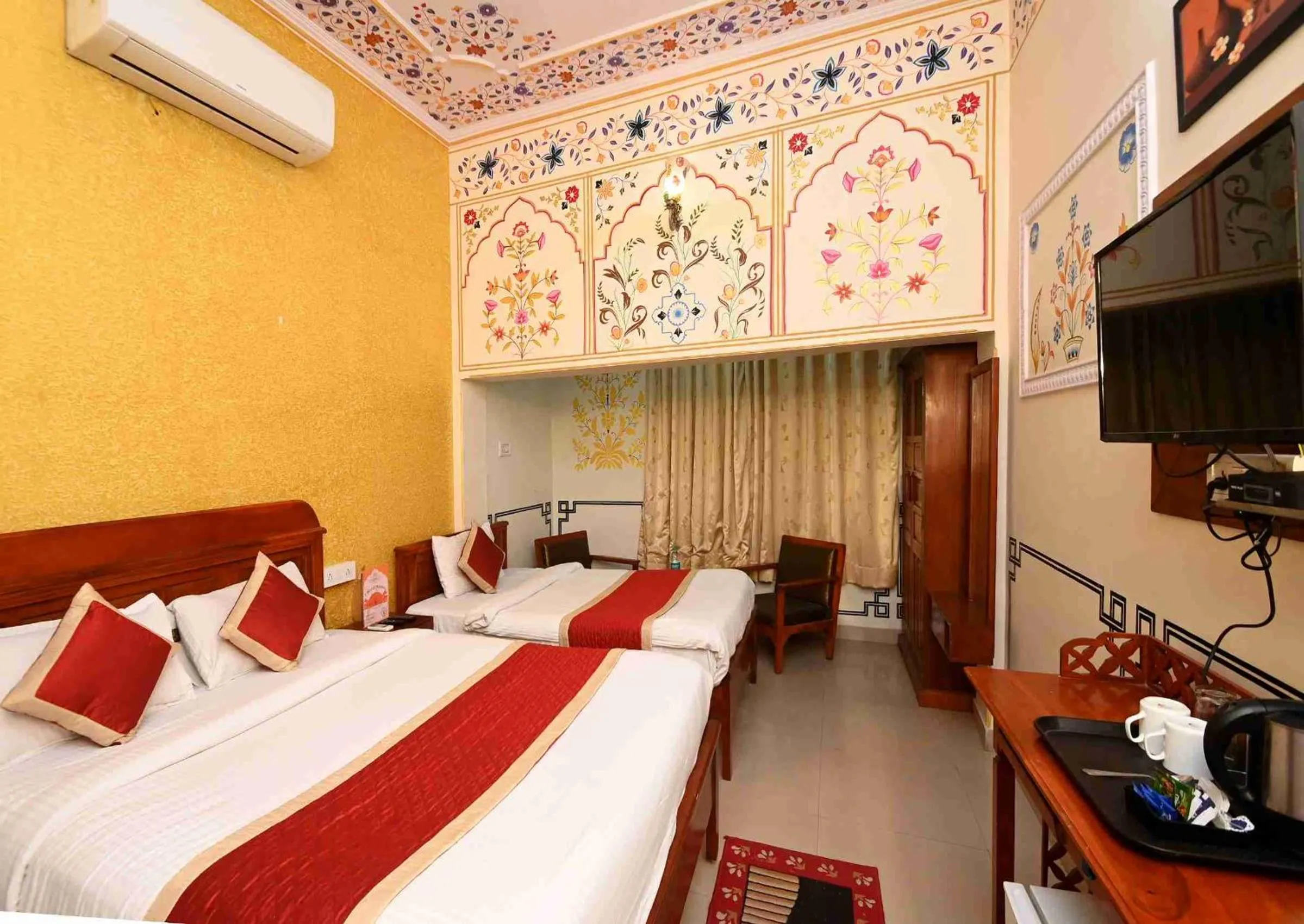 Bed in Virasat Mahal Heritage Hotel-Jaipur City Center