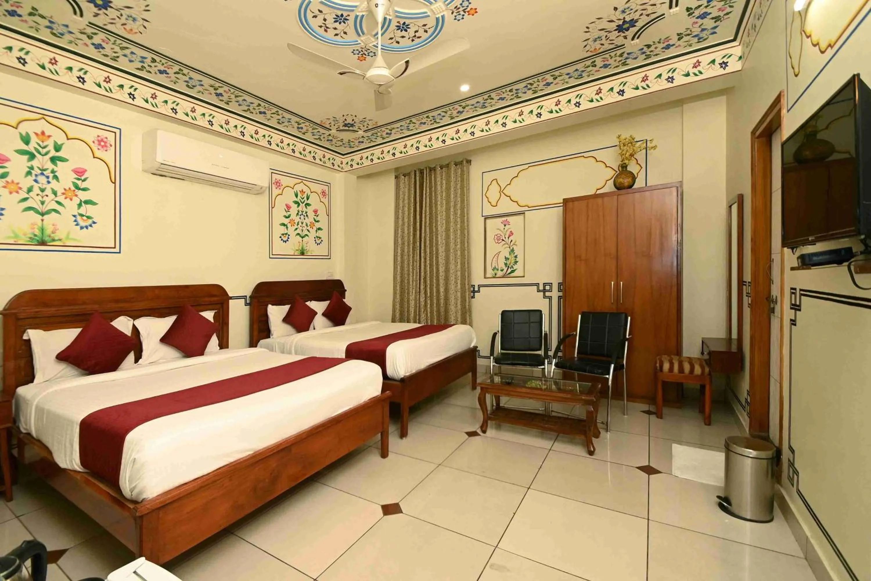 Bed in Virasat Mahal Heritage Hotel-Jaipur City Center