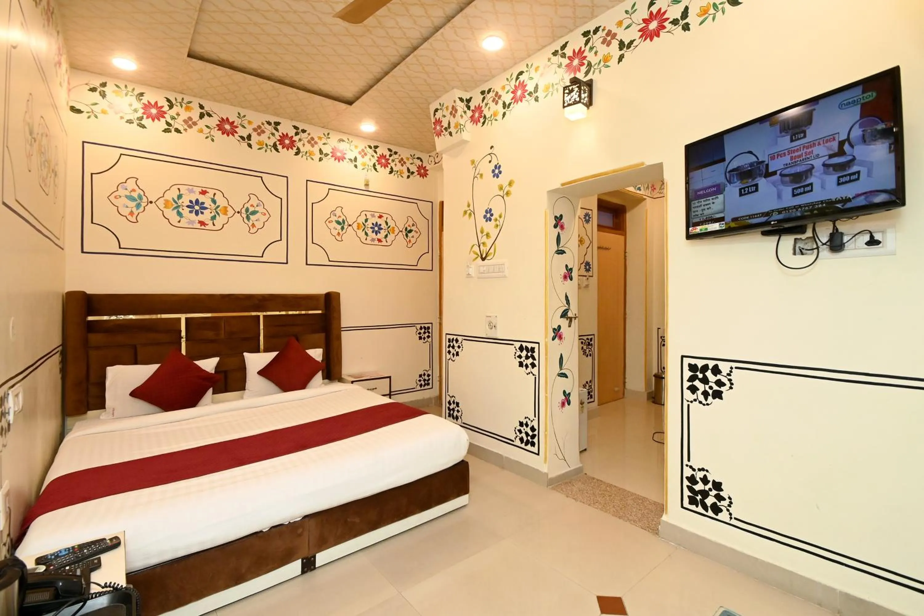 Bed in Virasat Mahal Heritage Hotel-Jaipur City Center