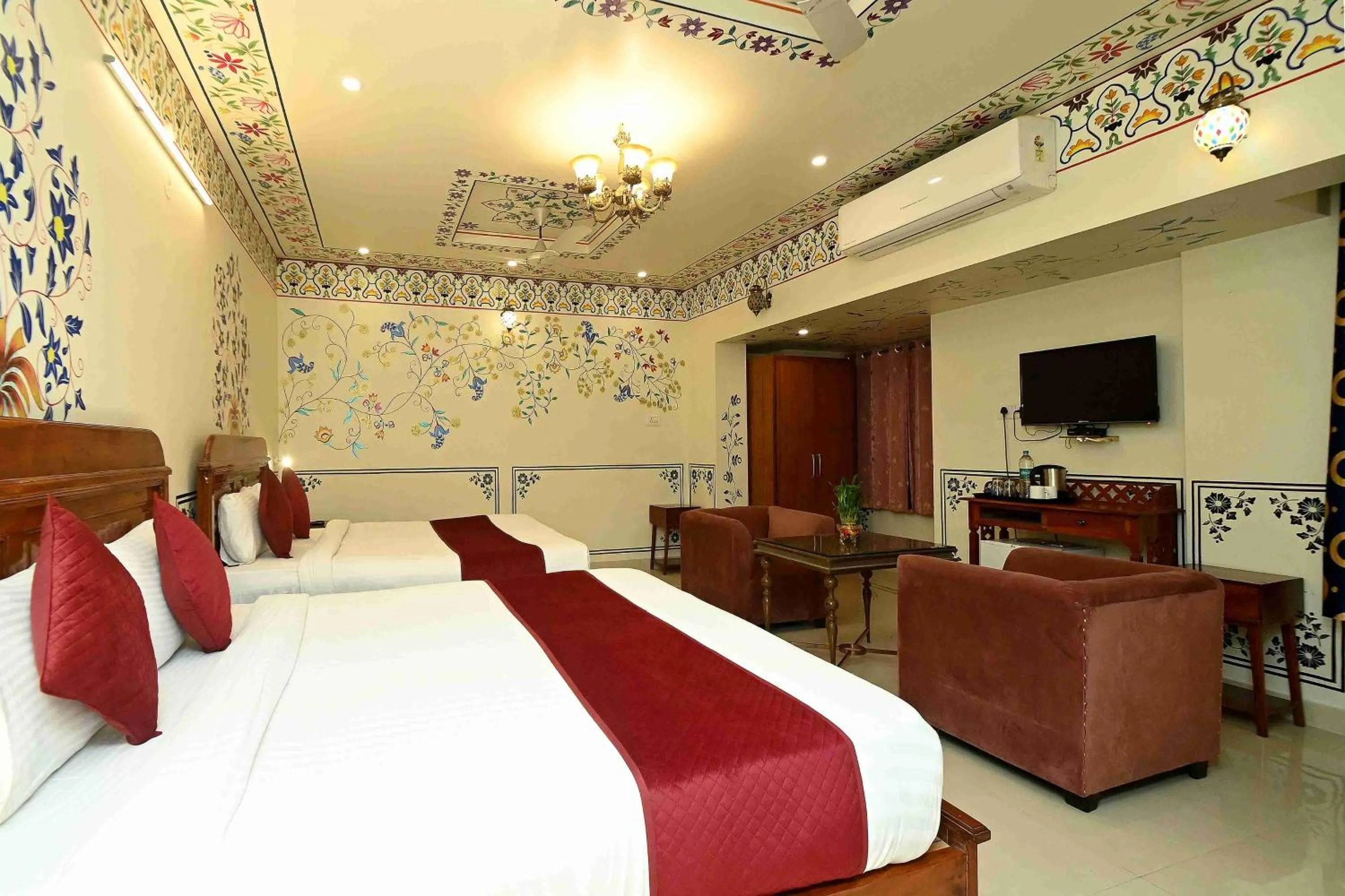 Bed in Virasat Mahal Heritage Hotel-Jaipur City Center