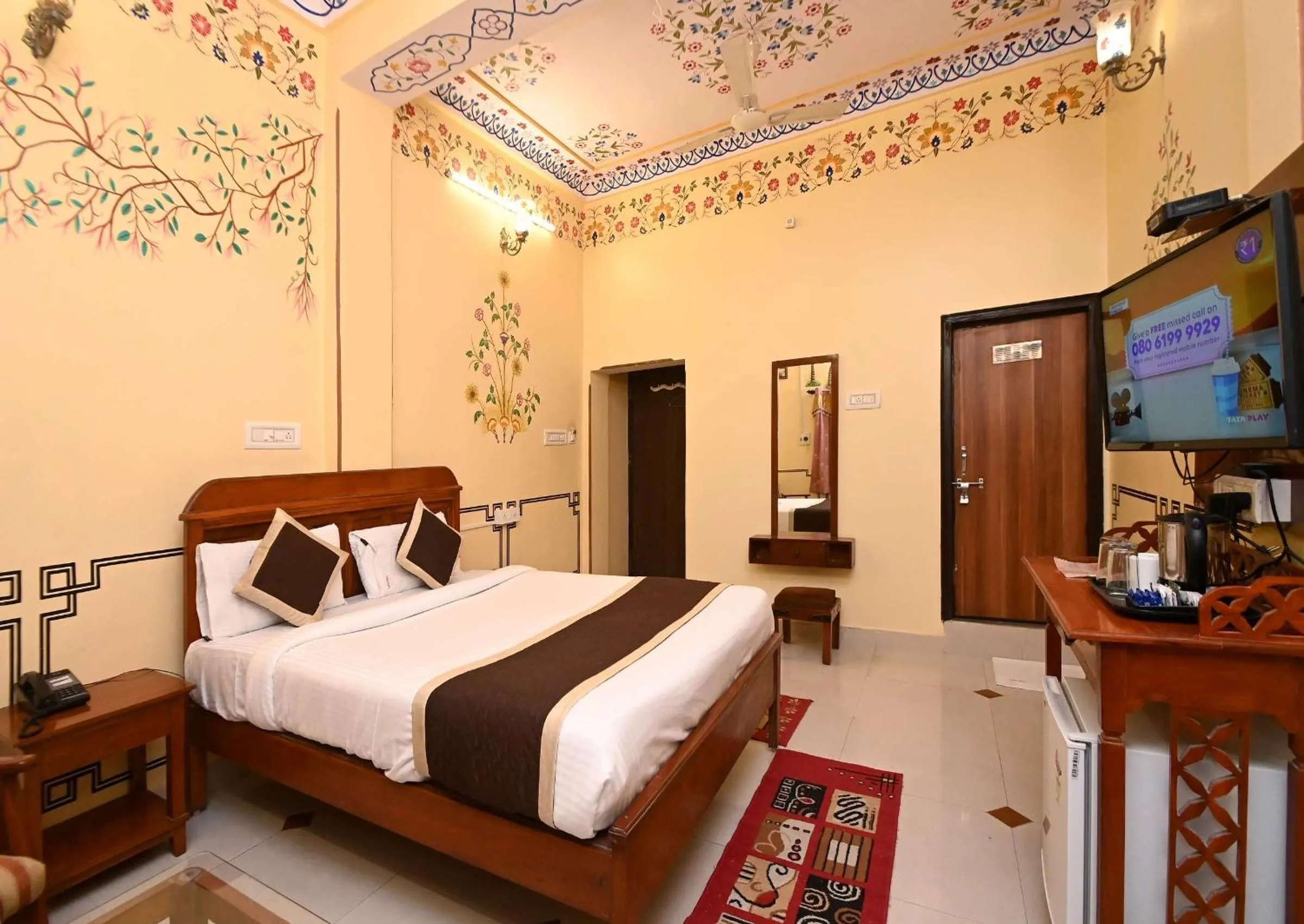 Bed in Virasat Mahal Heritage Hotel-Jaipur City Center