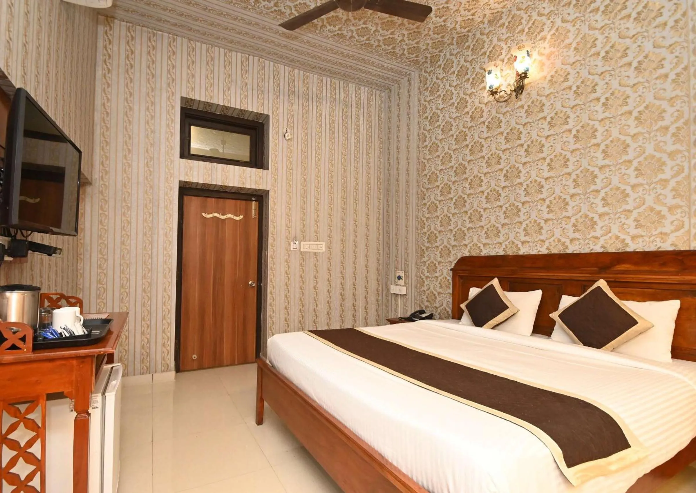 Bed in Virasat Mahal Heritage Hotel-Jaipur City Center