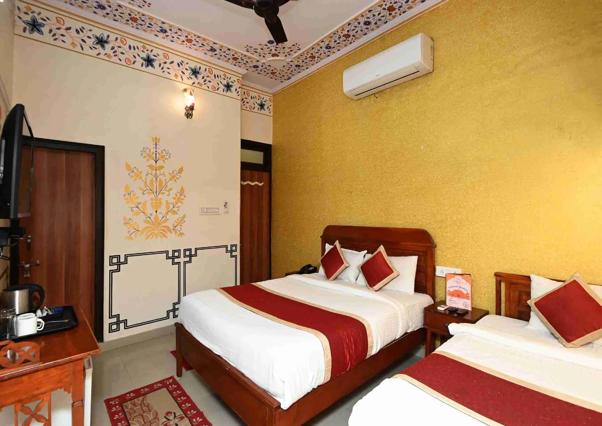 Bed in Virasat Mahal Heritage Hotel-Jaipur City Center
