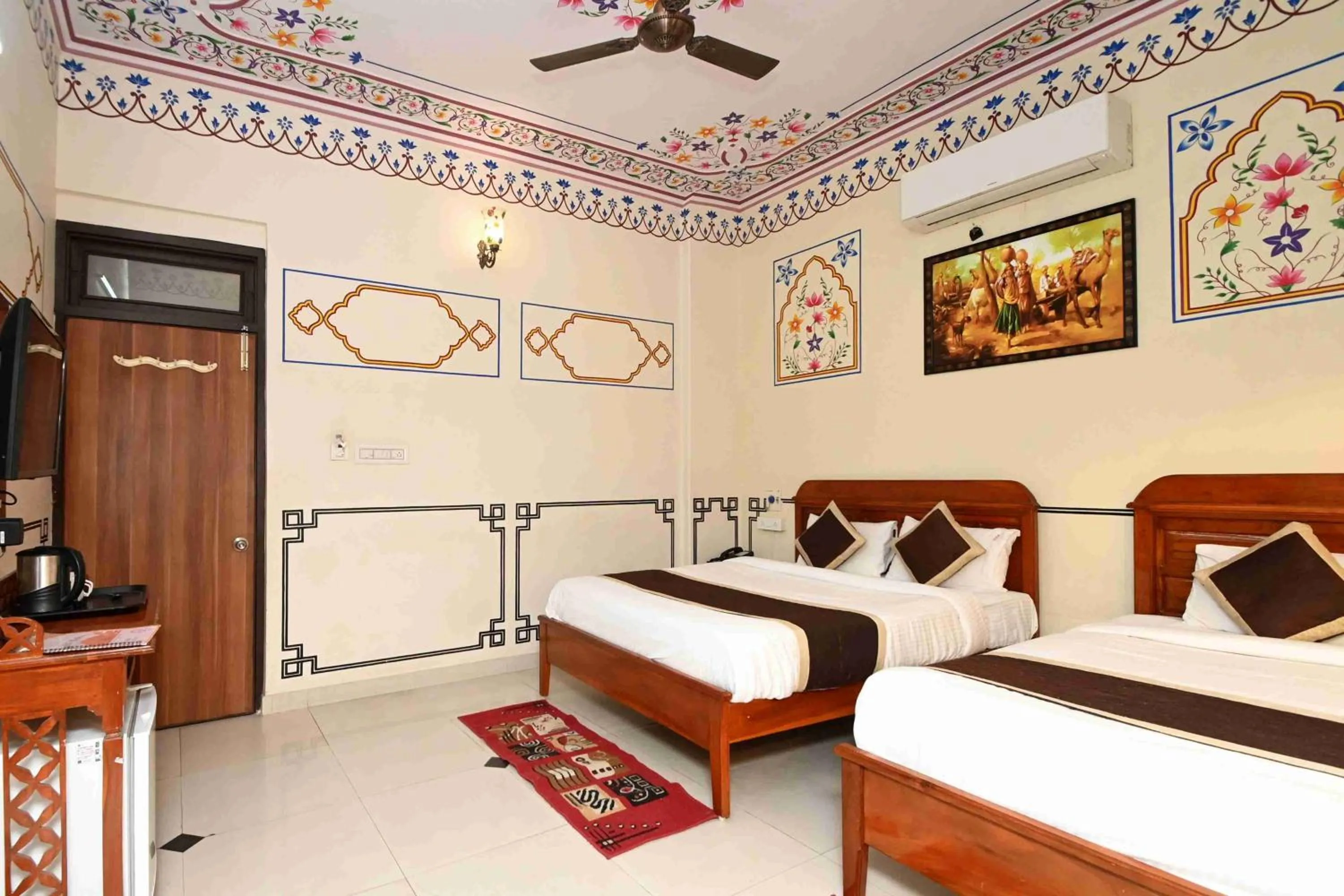 Bed in Virasat Mahal Heritage Hotel-Jaipur City Center