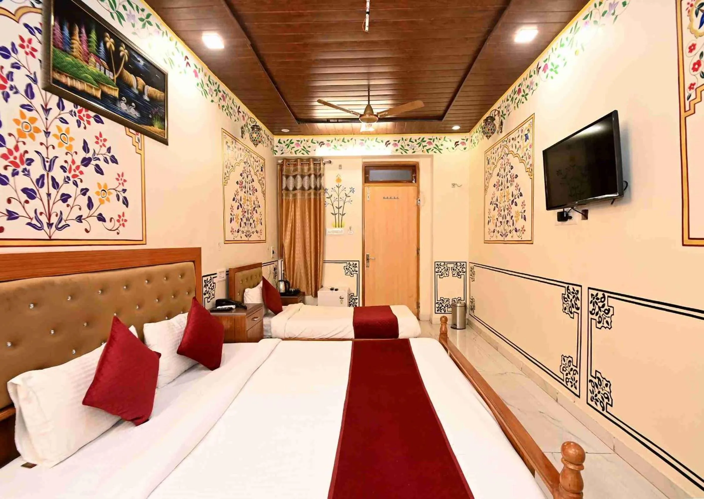 Bed in Virasat Mahal Heritage Hotel-Jaipur City Center