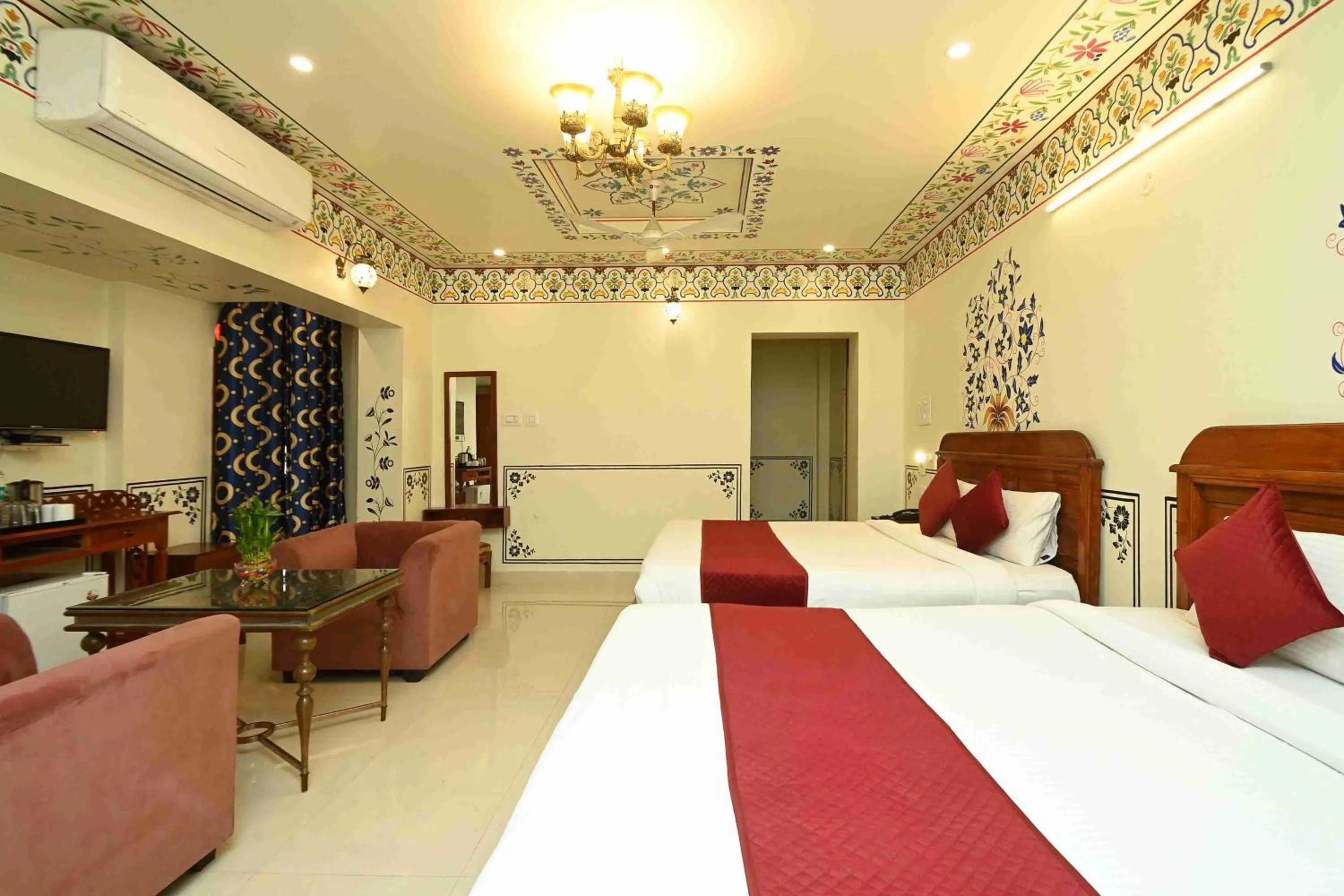 Bed in Virasat Mahal Heritage Hotel-Jaipur City Center