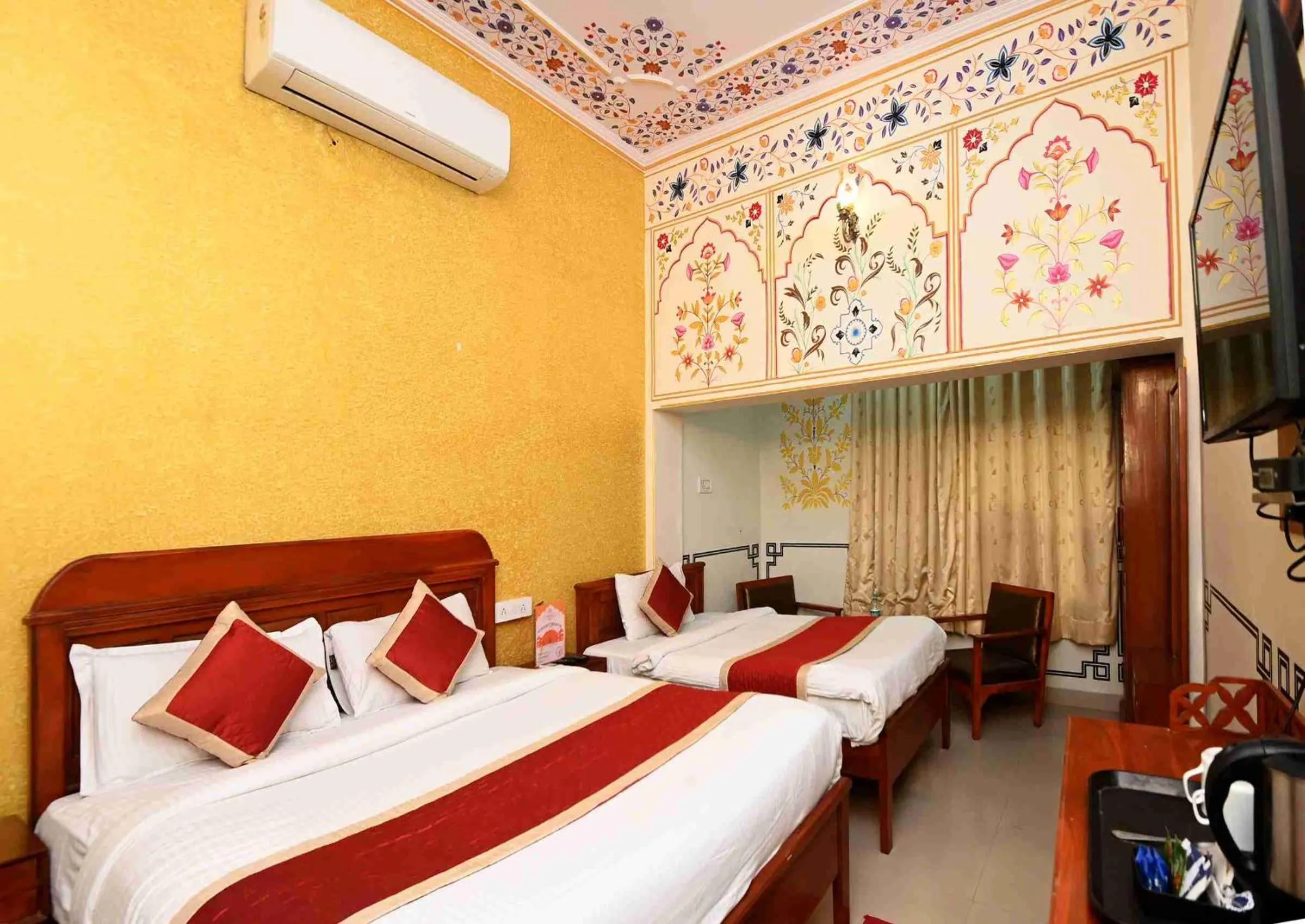 Bed in Virasat Mahal Heritage Hotel-Jaipur City Center