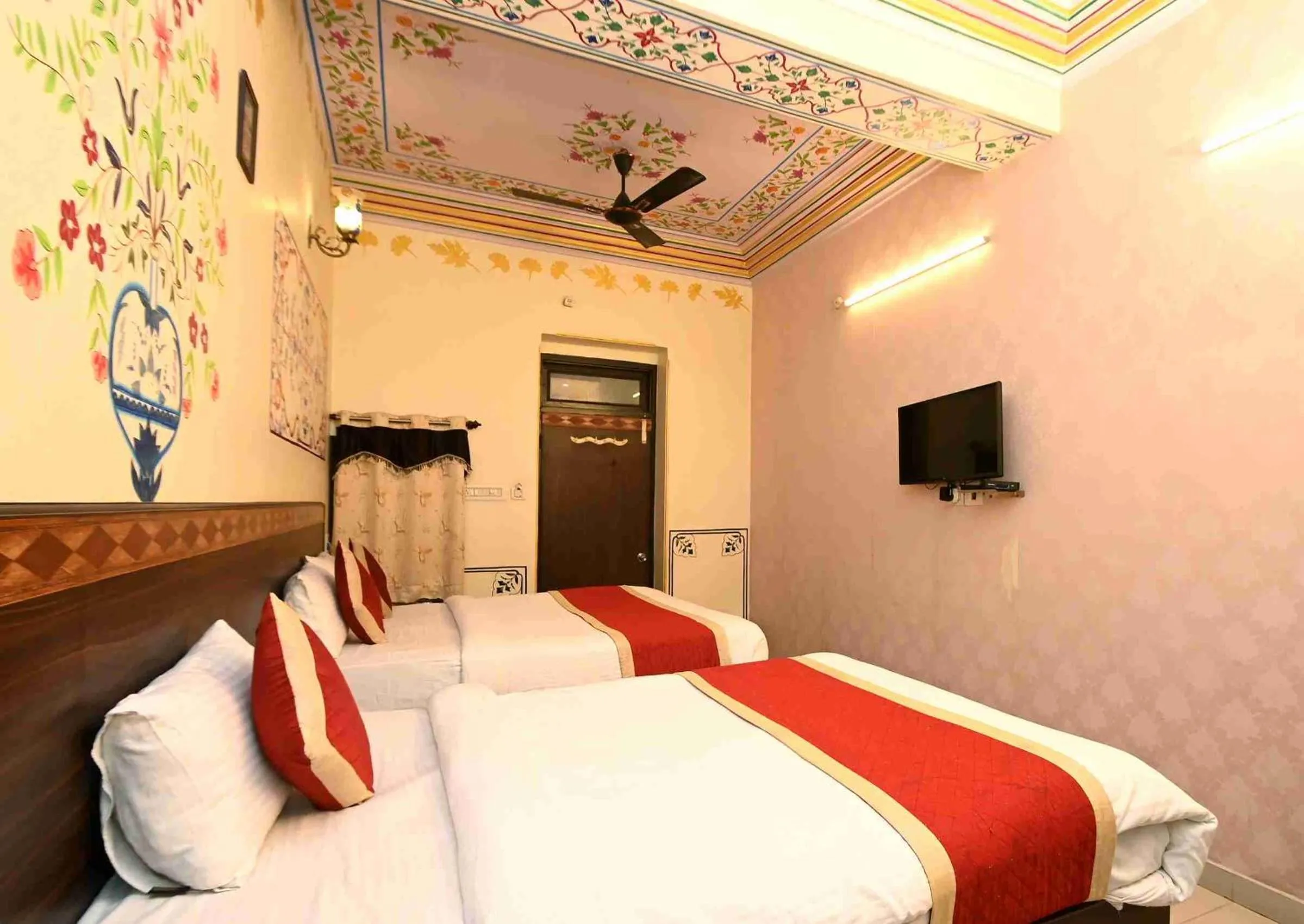 Bed in Virasat Mahal Heritage Hotel-Jaipur City Center