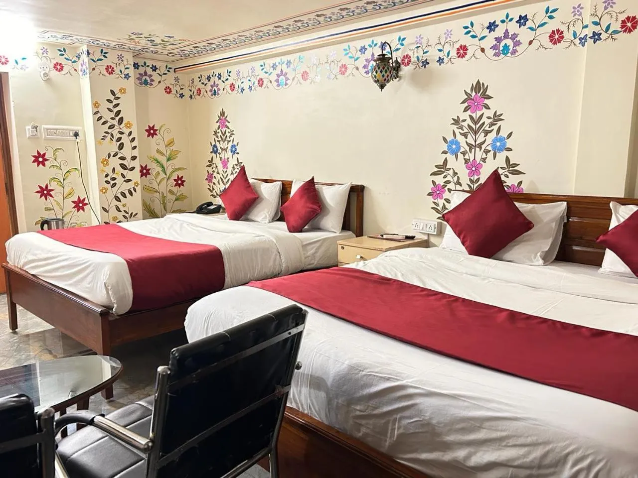 Bed in Virasat Mahal Heritage Hotel-Jaipur City Center