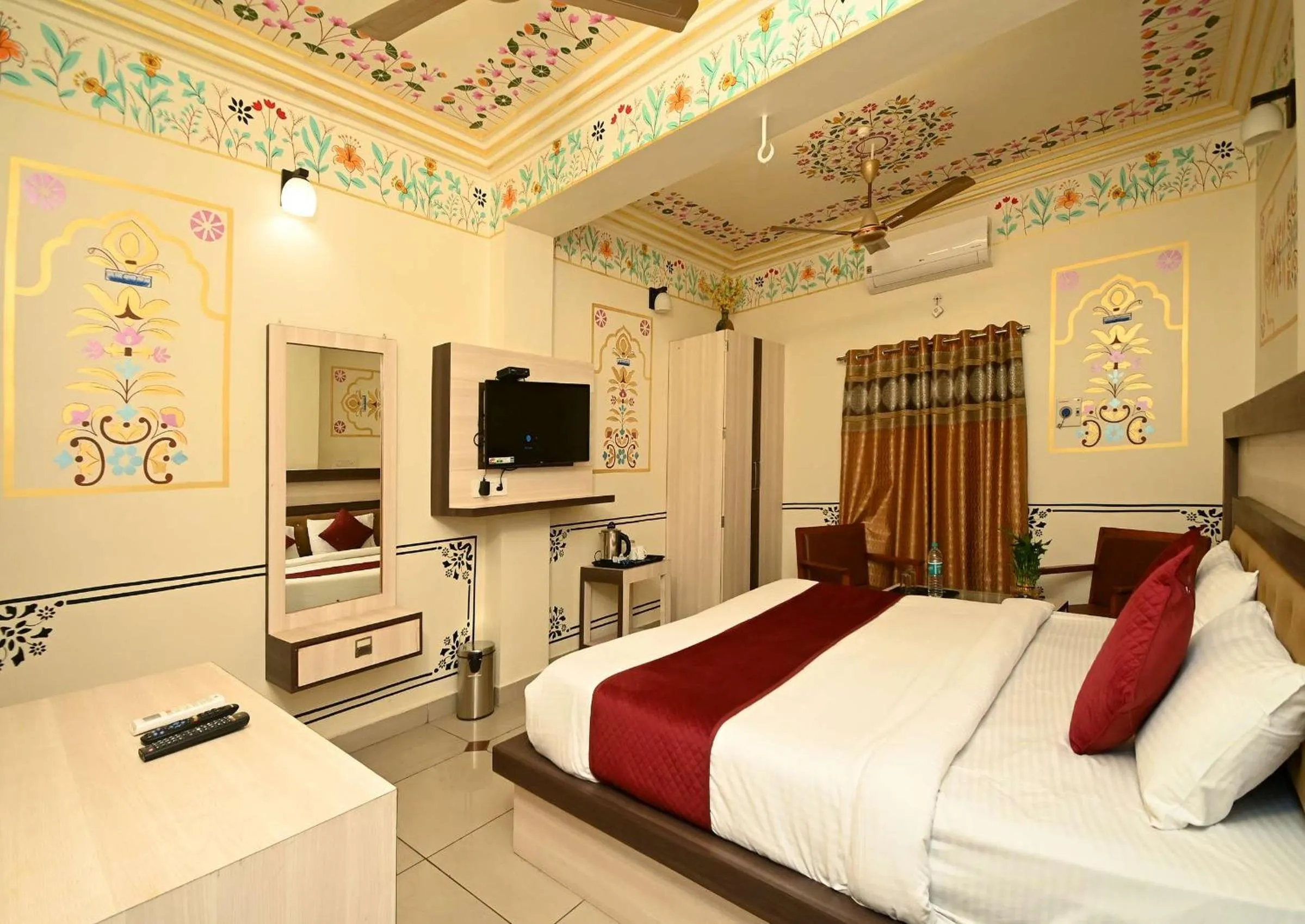 Bed in Virasat Mahal Heritage Hotel-Jaipur City Center