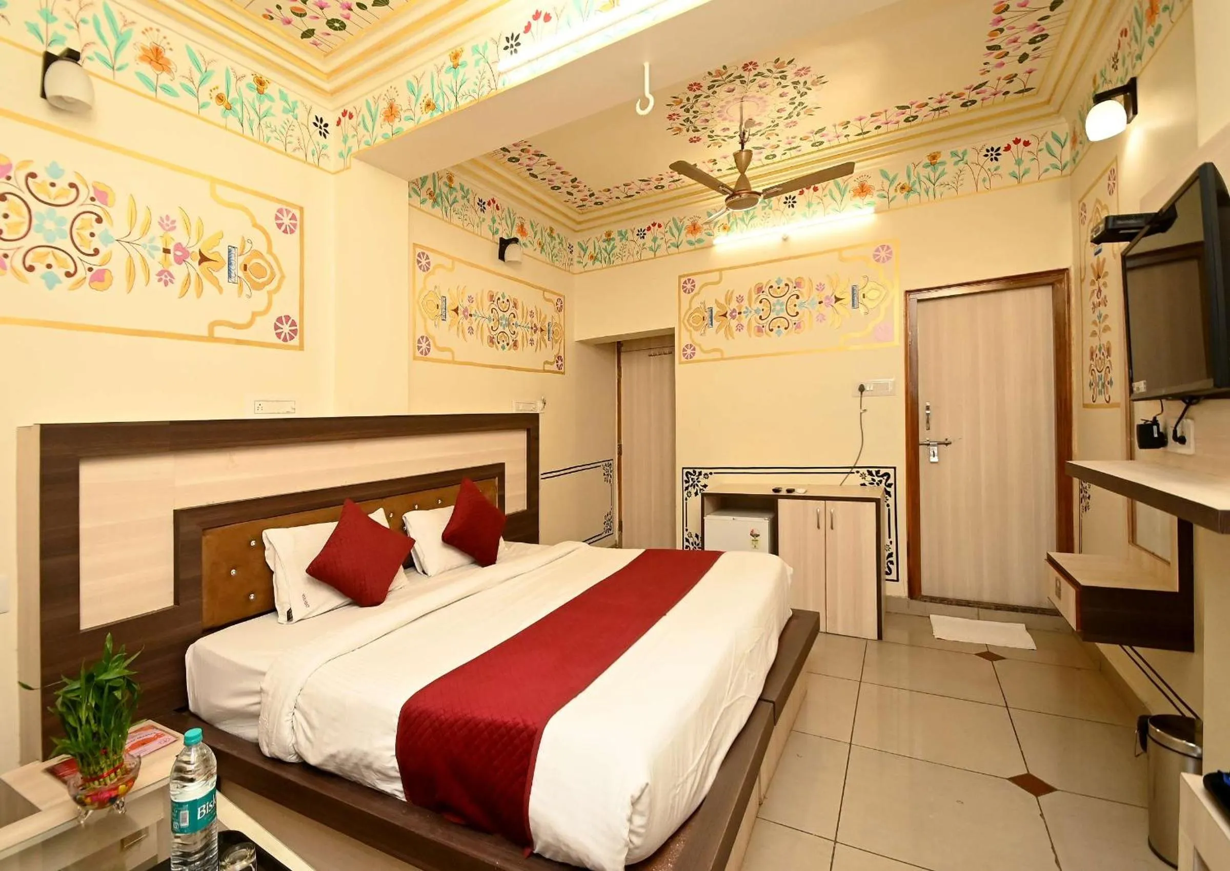 Bed in Virasat Mahal Heritage Hotel-Jaipur City Center