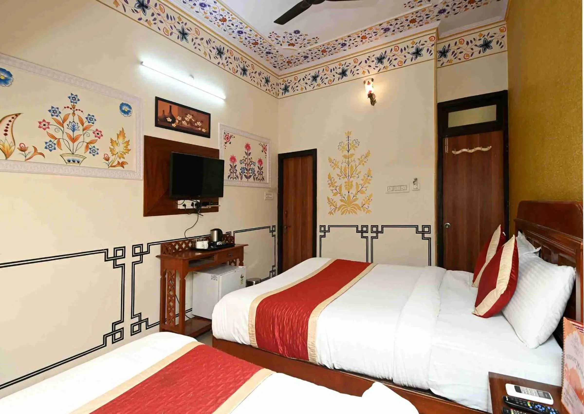 Bed in Virasat Mahal Heritage Hotel-Jaipur City Center