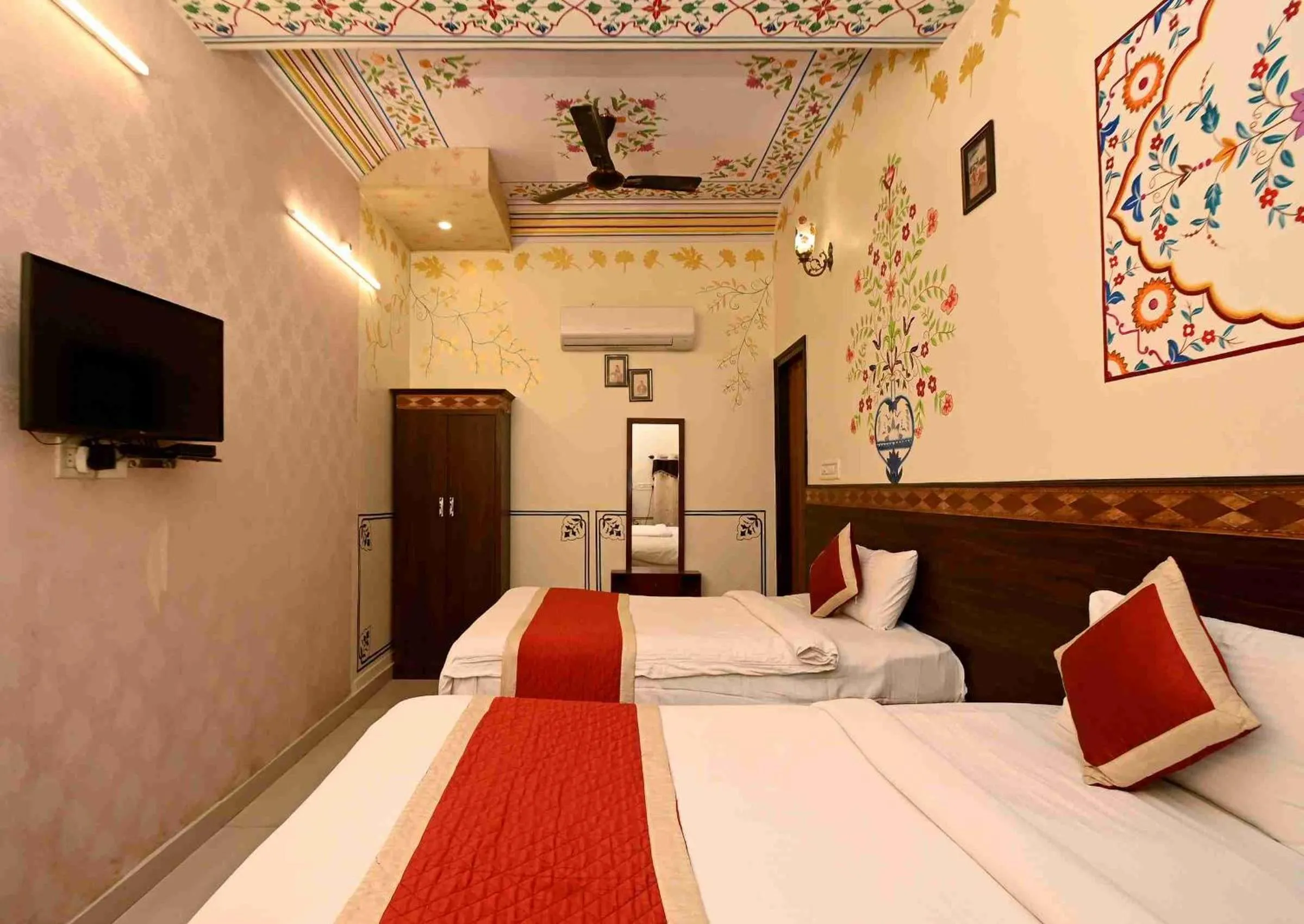 Bed in Virasat Mahal Heritage Hotel-Jaipur City Center