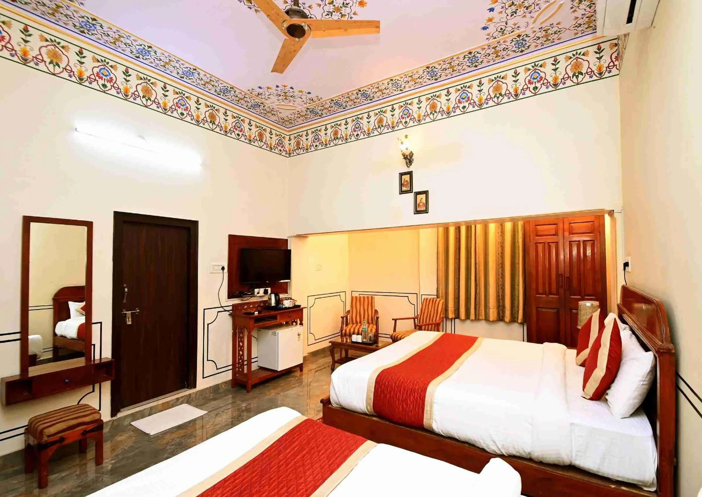 Bed in Virasat Mahal Heritage Hotel-Jaipur City Center