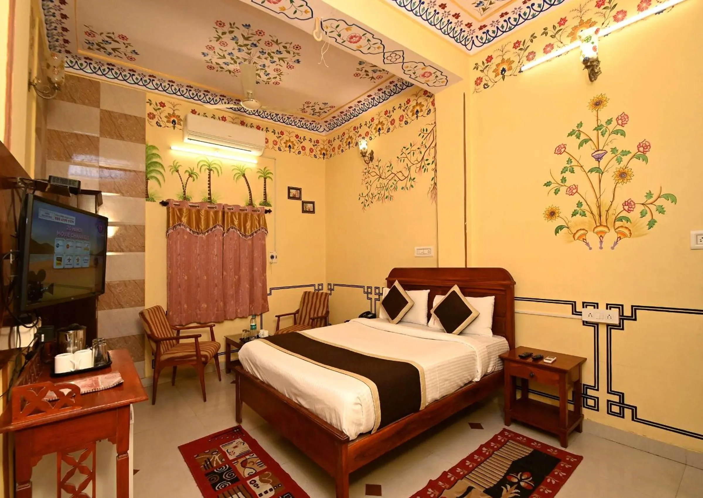 Bed in Virasat Mahal Heritage Hotel-Jaipur City Center