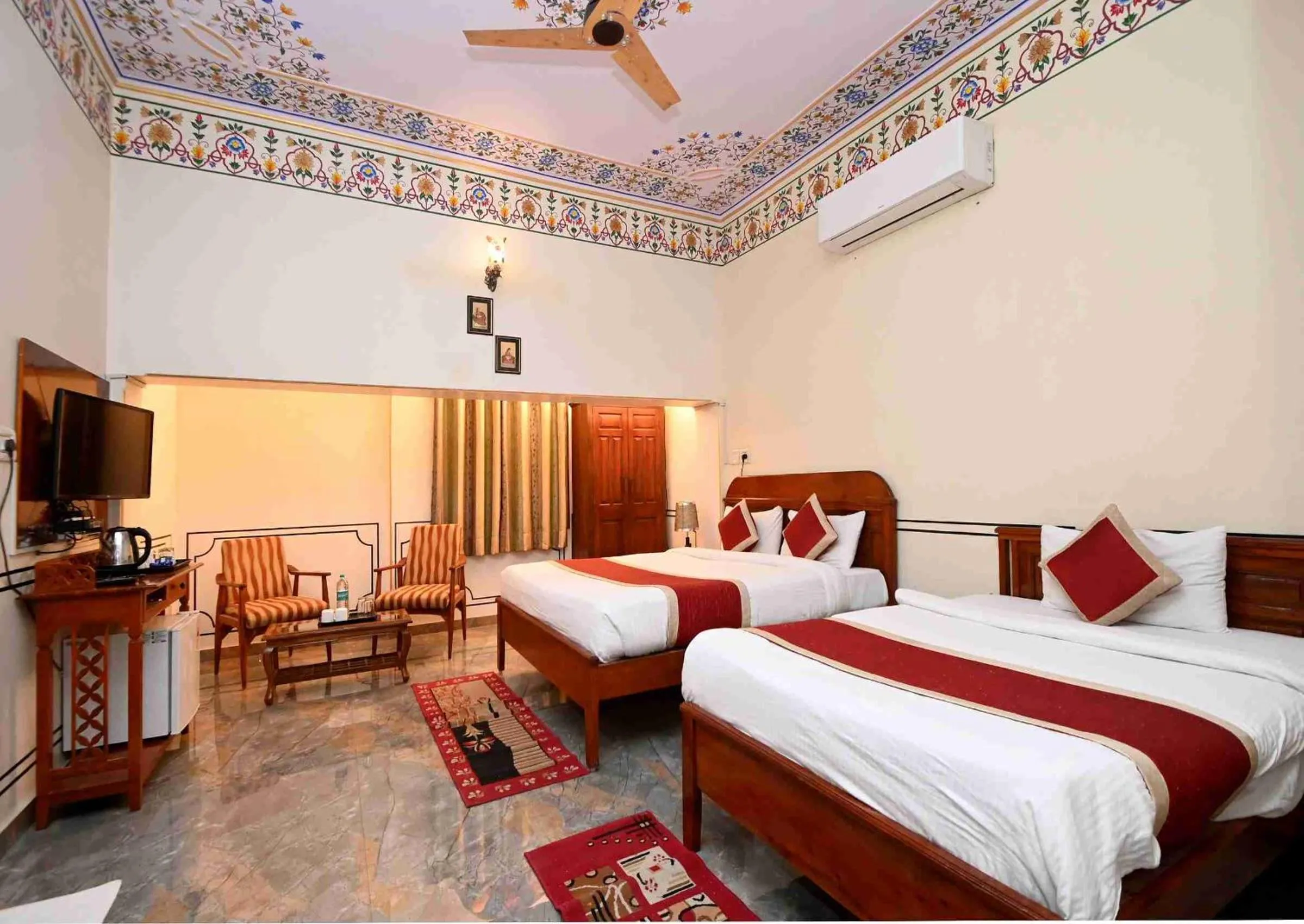 Bed in Virasat Mahal Heritage Hotel-Jaipur City Center