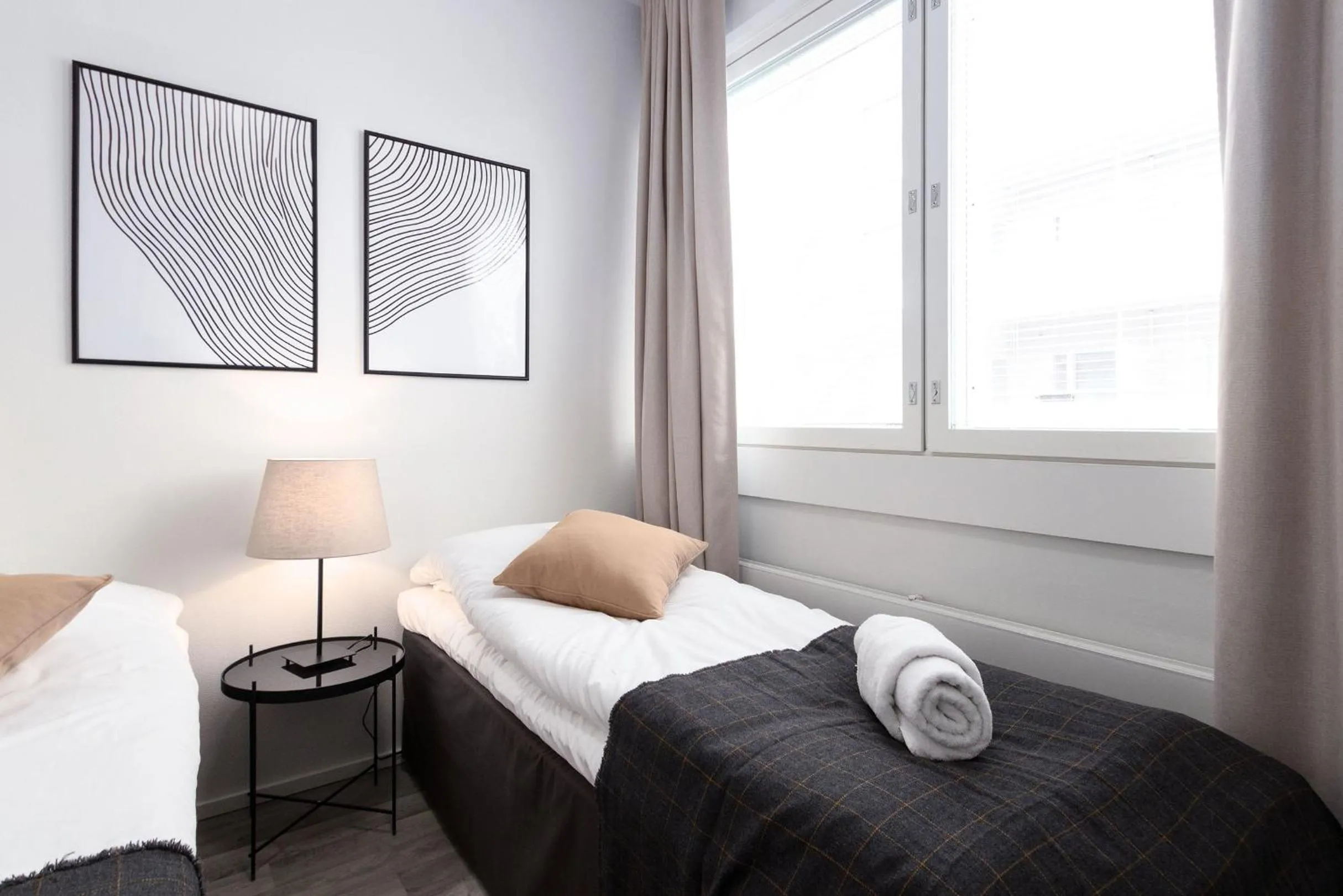 Decorative detail, Bed in Forenom Serviced Apartments Rauma Kaivopuisto