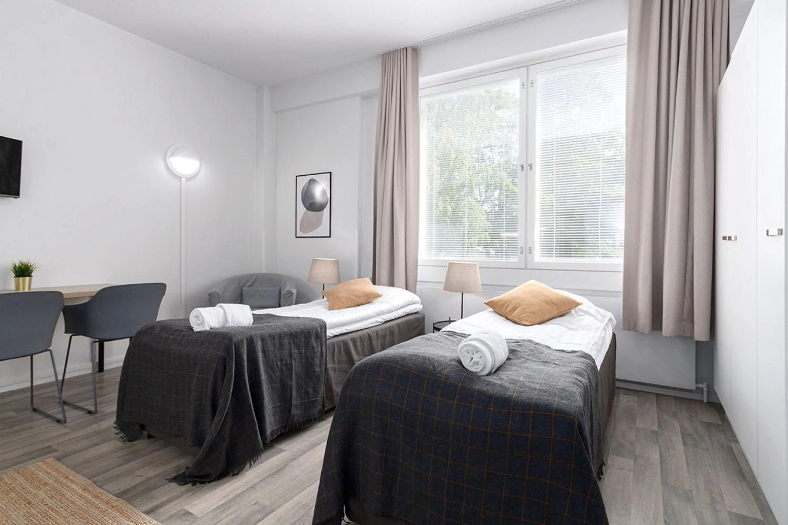 Bedroom, Bed in Forenom Serviced Apartments Rauma Kaivopuisto