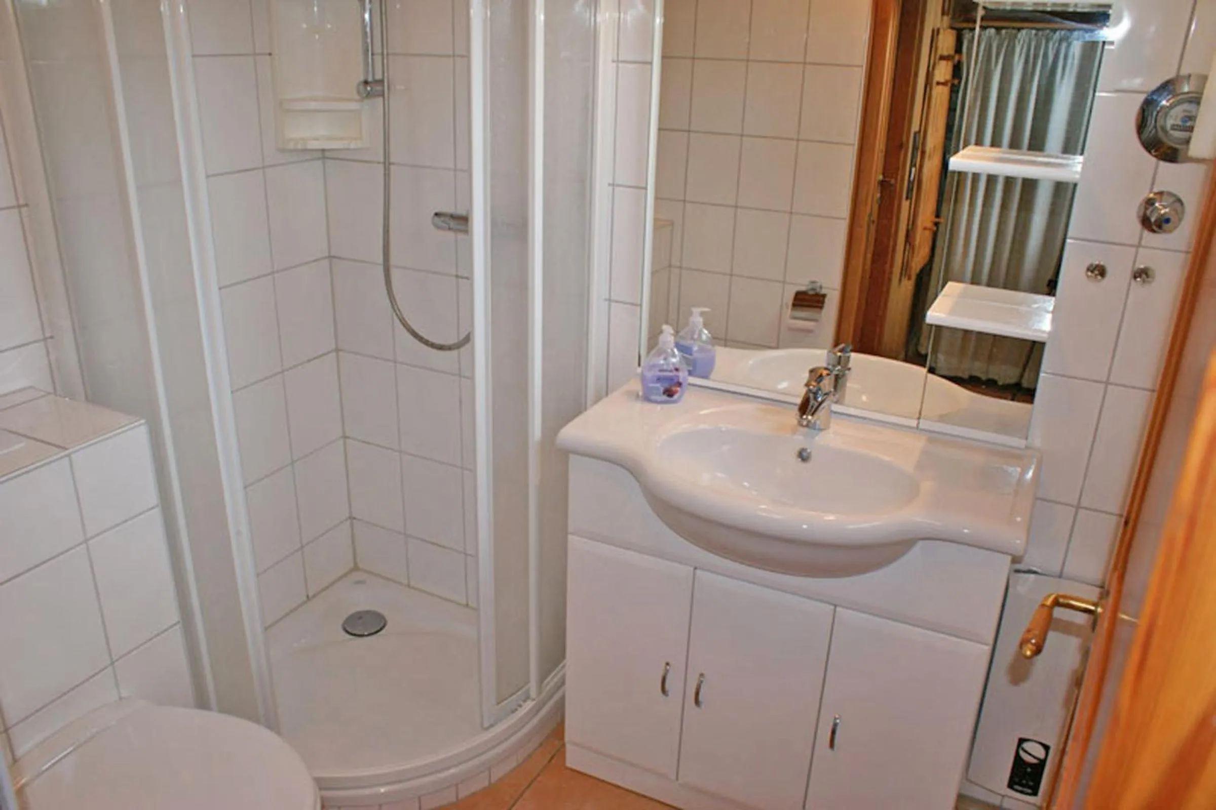 Shower in Zeltdachhaus mit TV im Schlafzimme