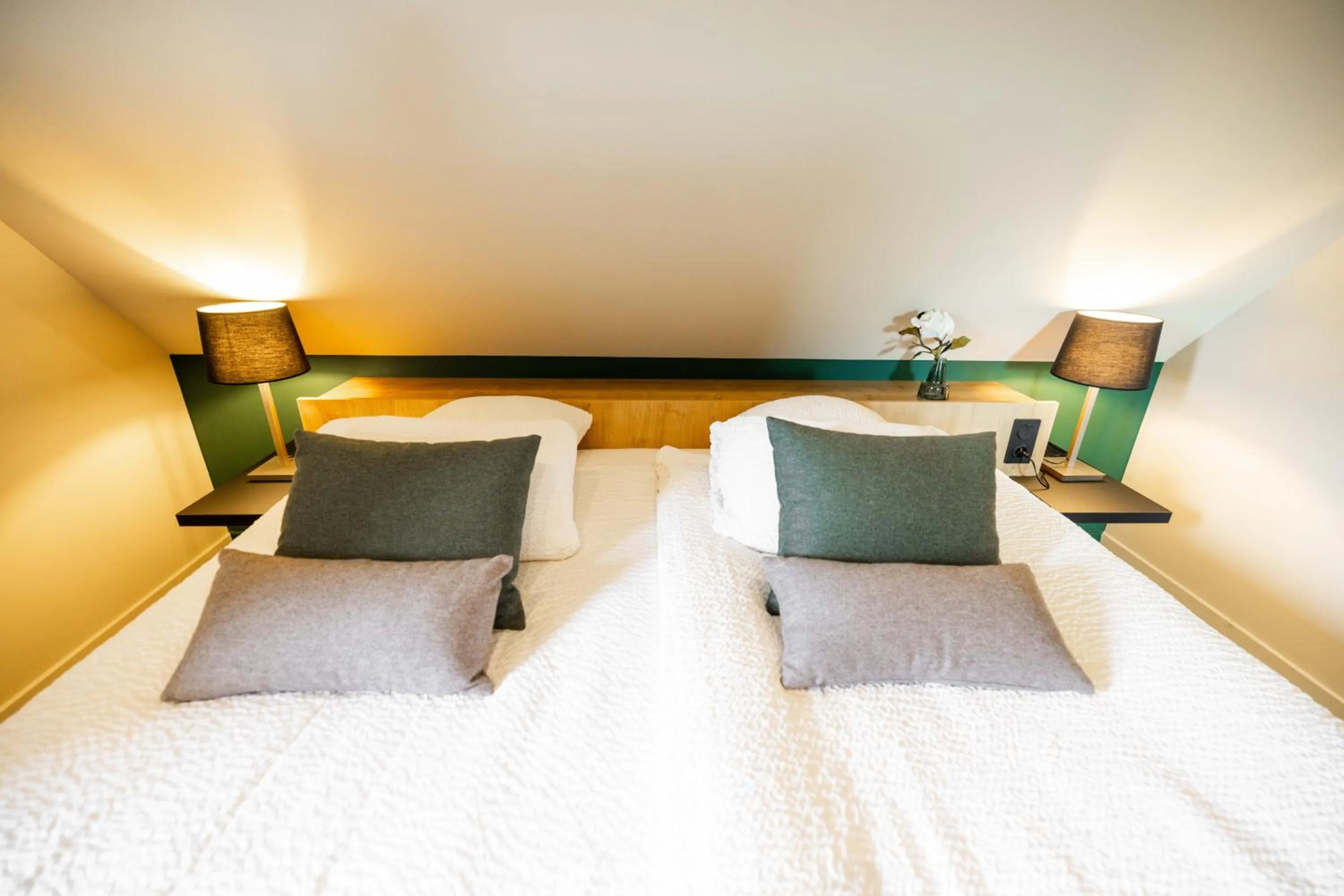 Bed in Logis Hôtel Restaurant & Spa La Rochette