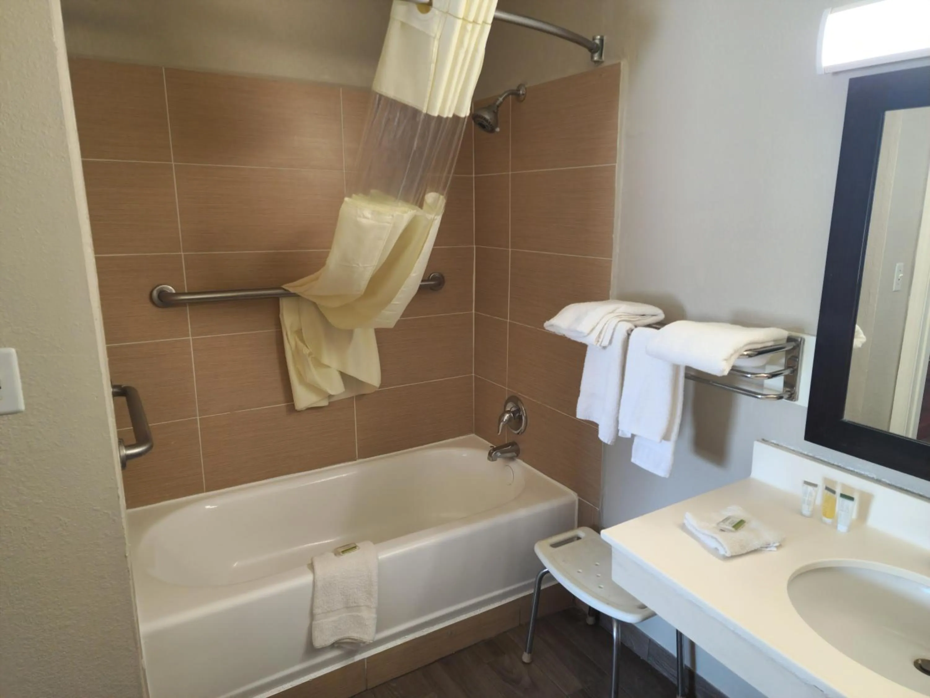 Bathroom in Days Inn by Wyndham Hardeeville Near Hilton Head