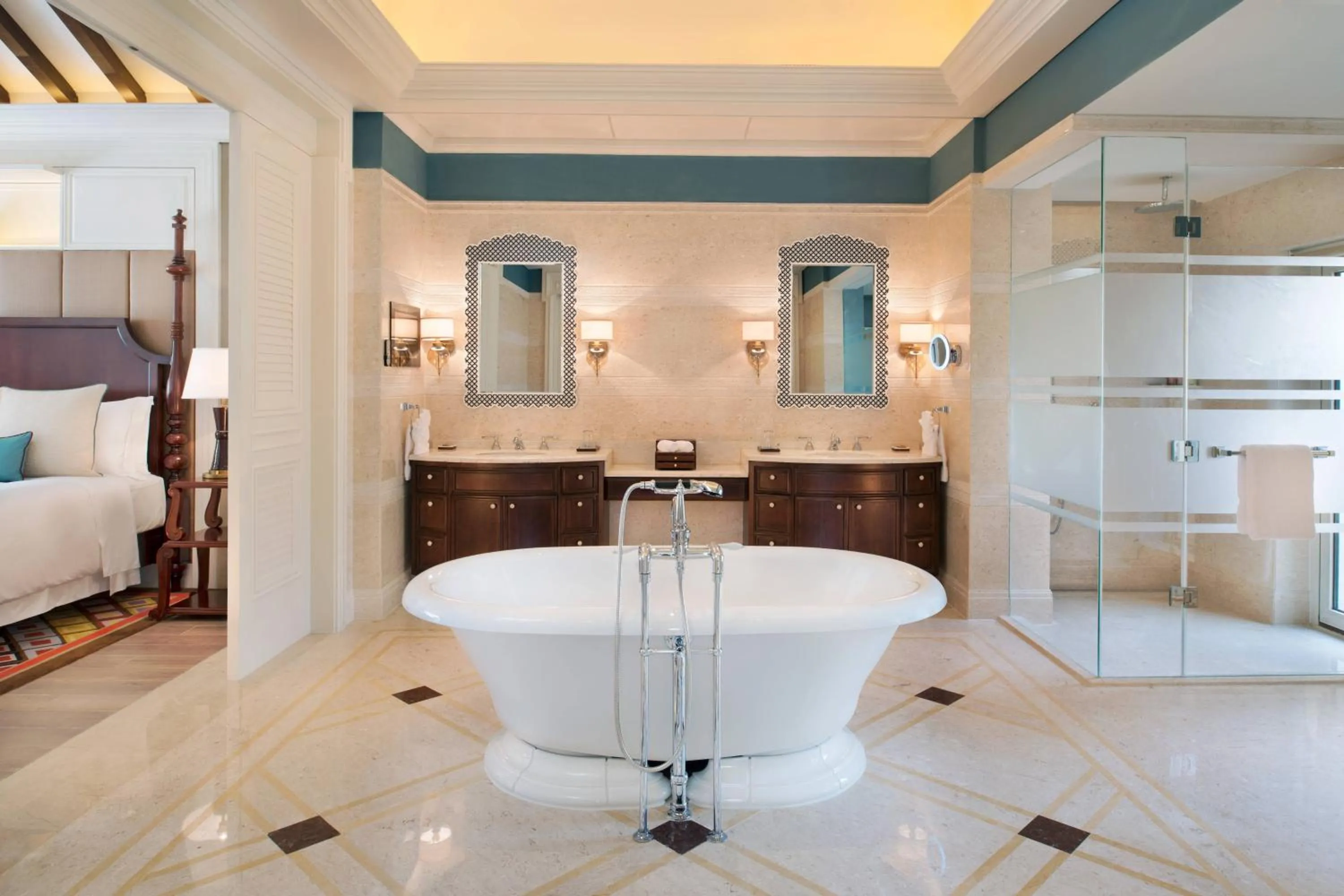 Bathroom, Bed in JW Marriott Sanya Haitang Bay Resort & Spa