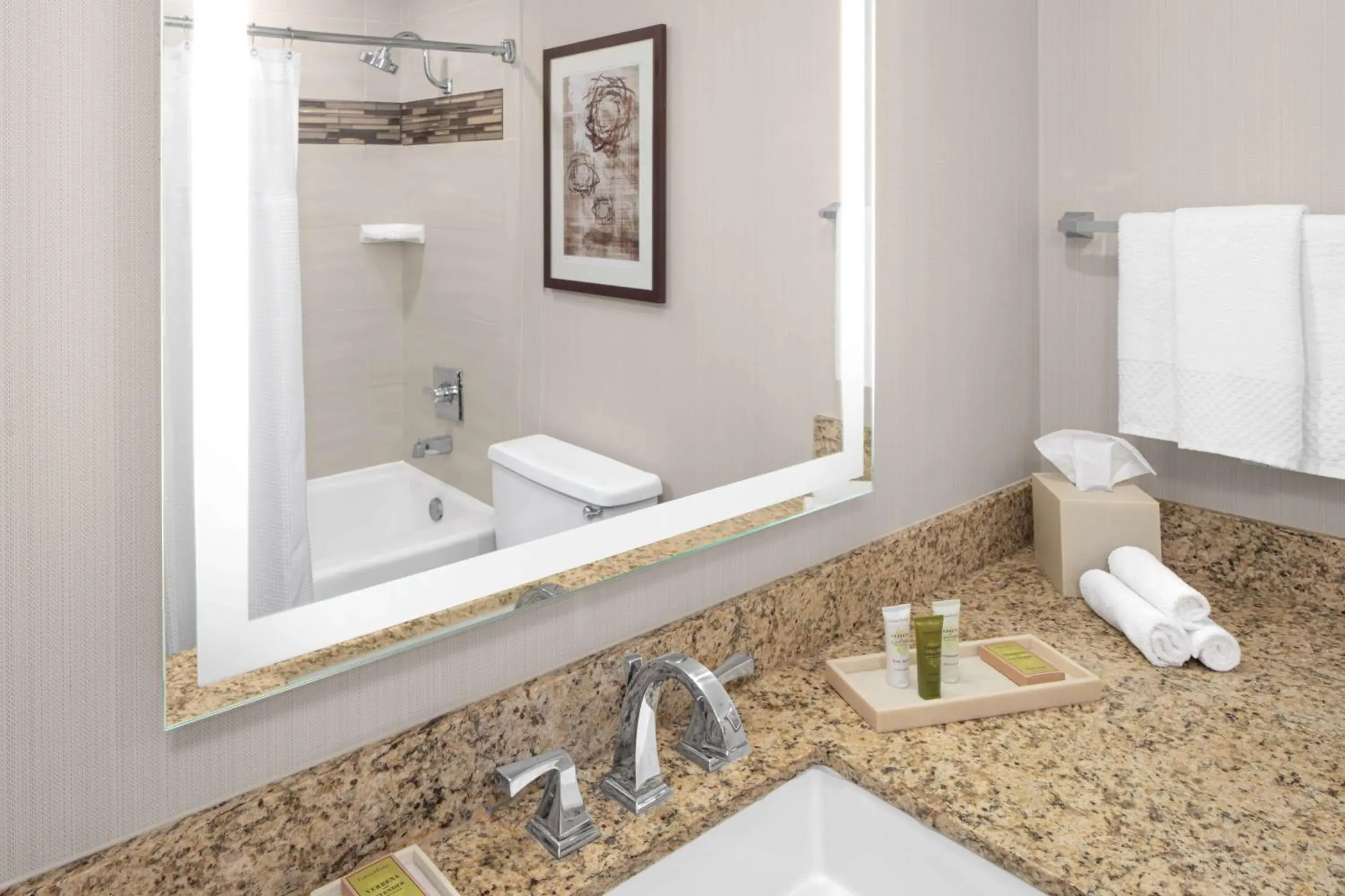 Bathroom in Hilton Kansas City Airport Bathroom in Hilton Kansas City Airport