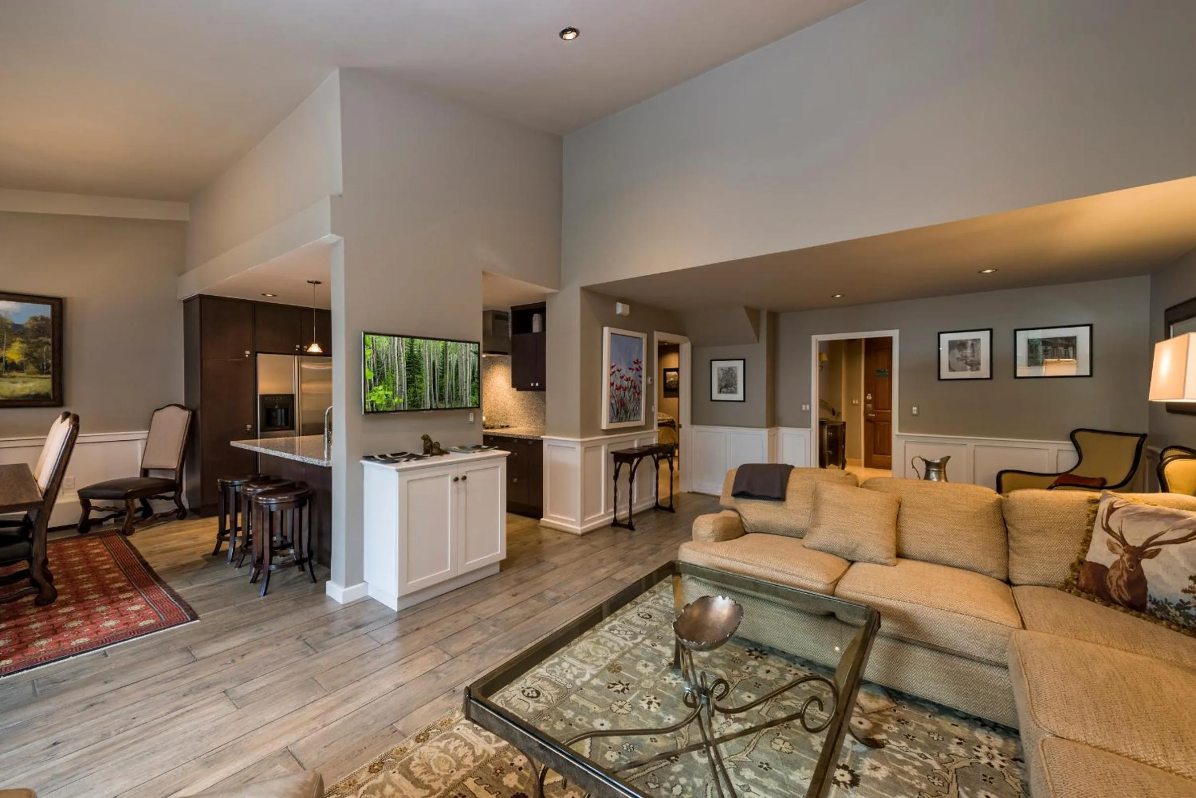 Living room in Vail's Mountain Haus at the Covered Bridge