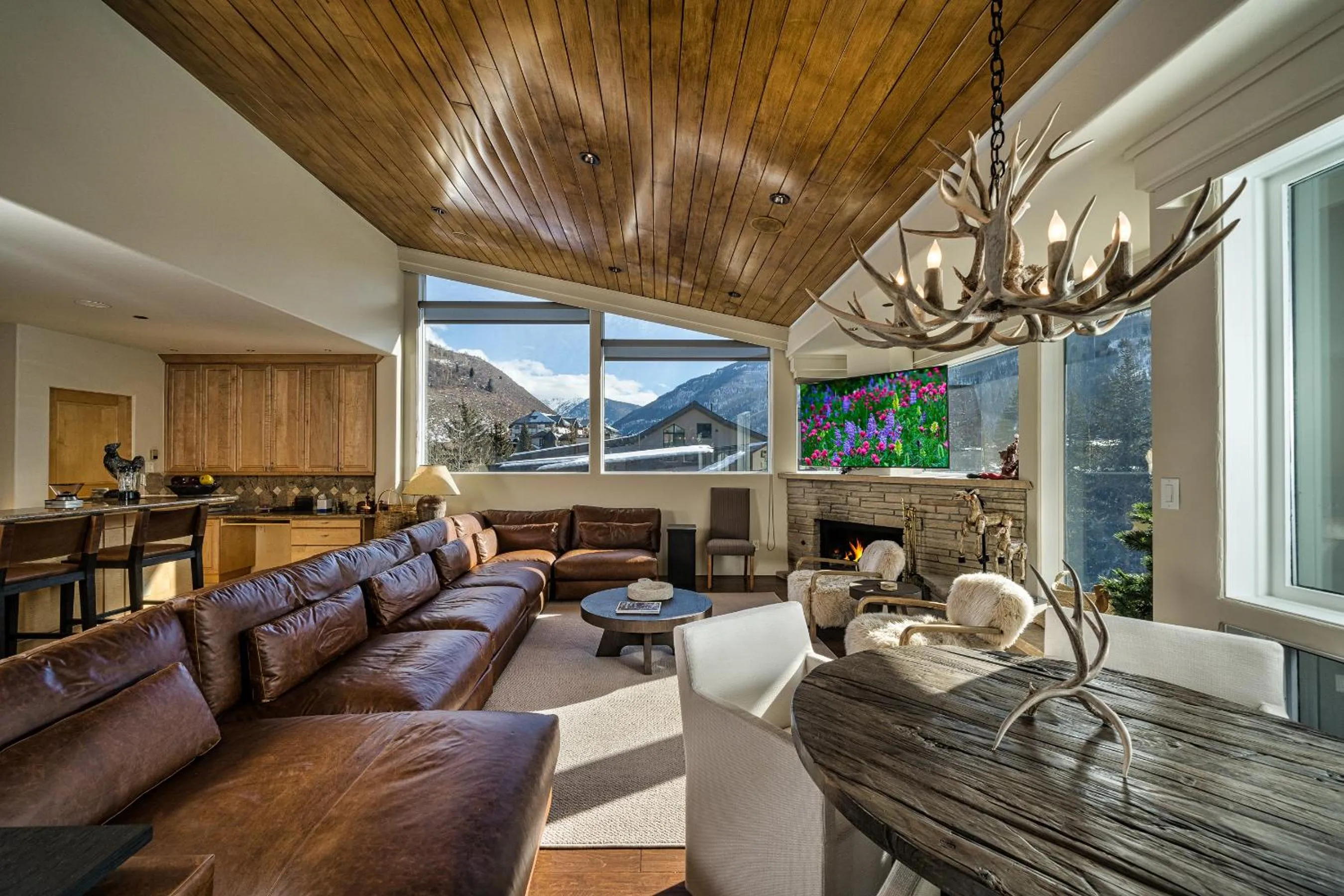 Seating area in Vail's Mountain Haus at the Covered Bridge