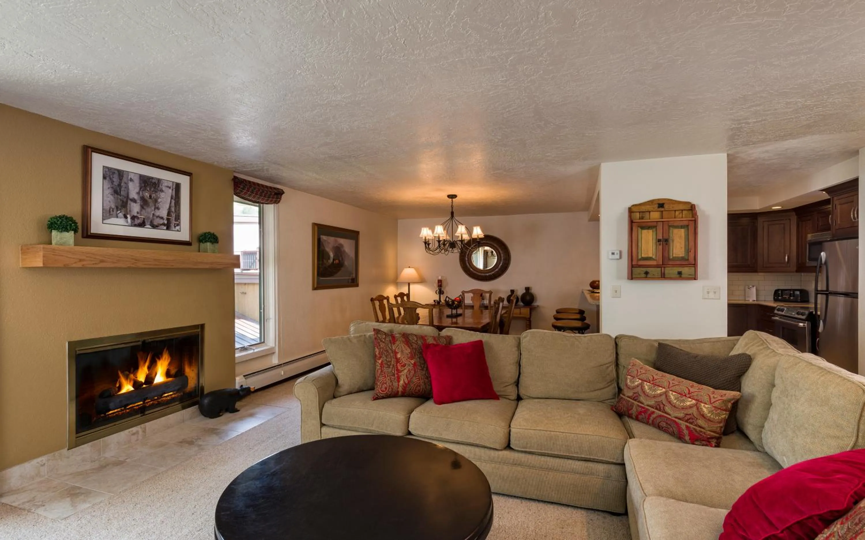 Living room in Vail's Mountain Haus at the Covered Bridge