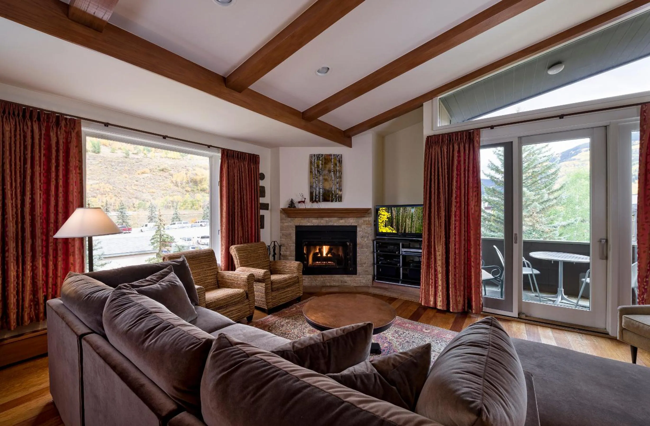 Living room in Vail's Mountain Haus at the Covered Bridge