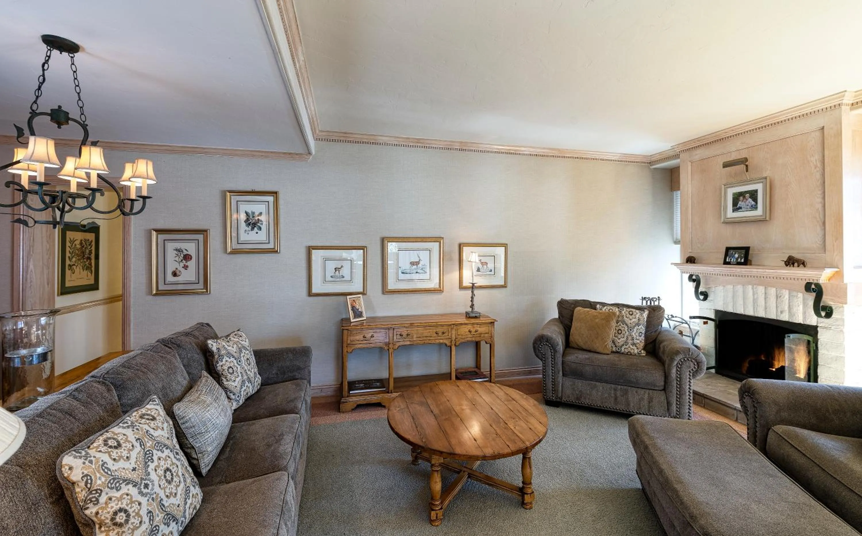 Living room in Vail's Mountain Haus at the Covered Bridge