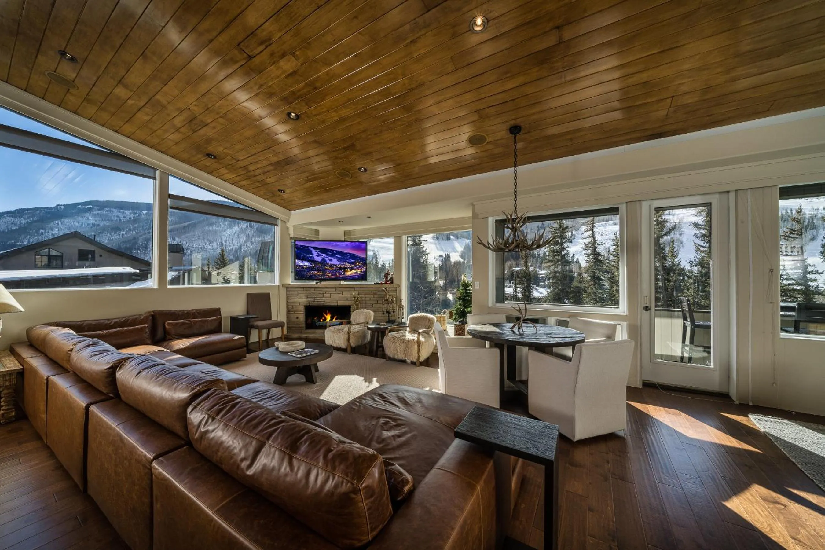 Living room in Vail's Mountain Haus at the Covered Bridge