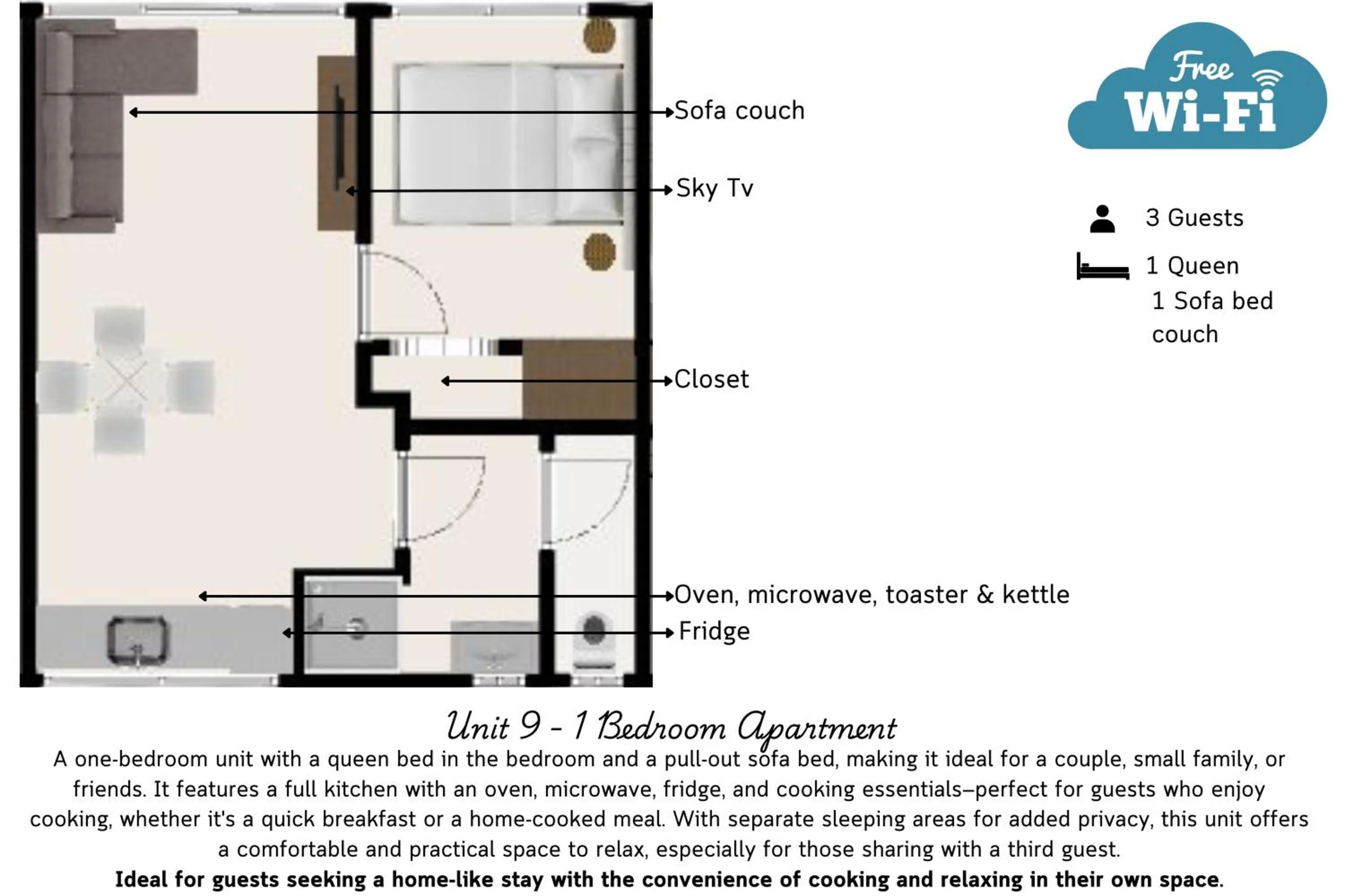 Floor plan in Waikanae Beach Motel