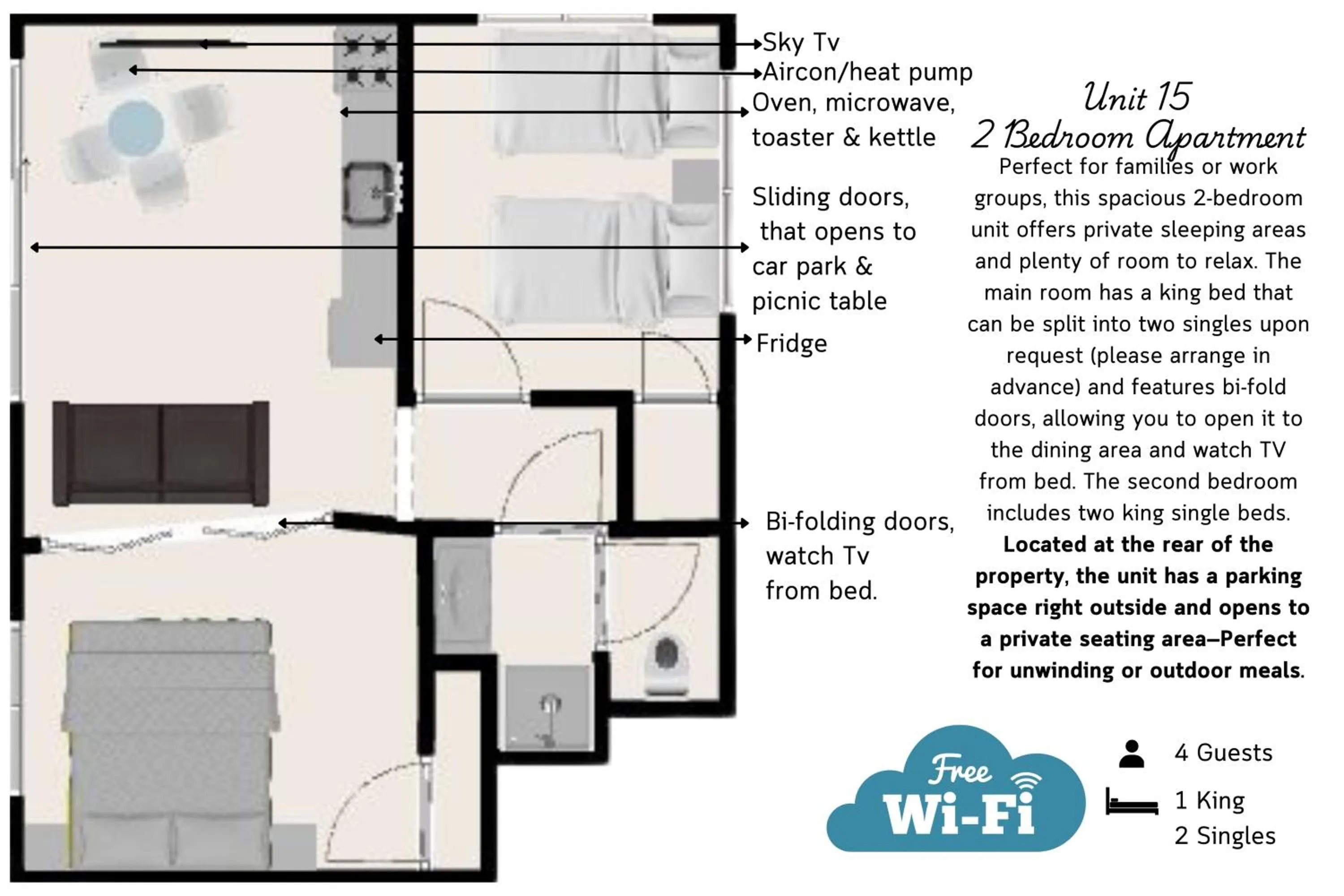 Floor plan in Waikanae Beach Motel