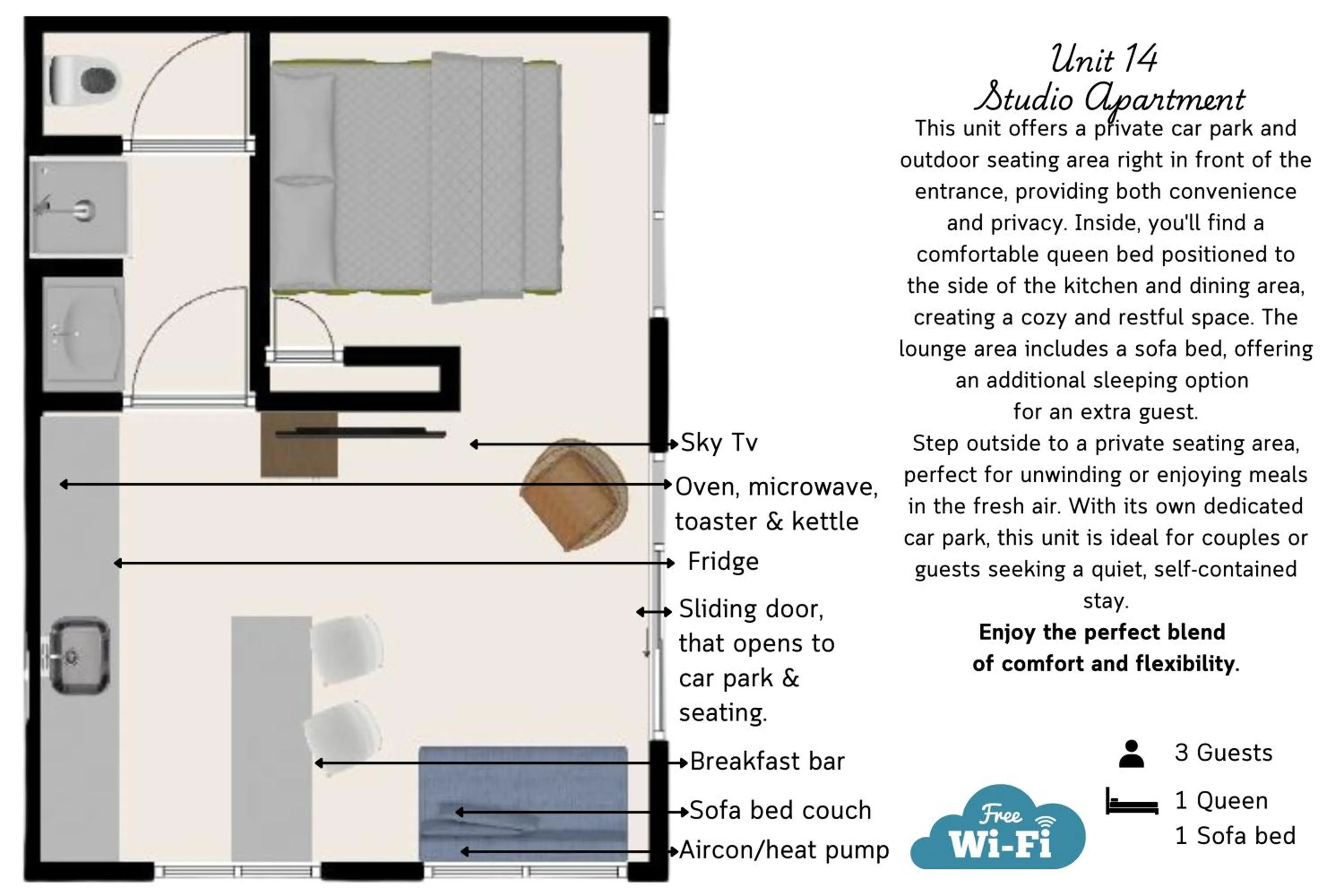 Floor plan in Waikanae Beach Motel
