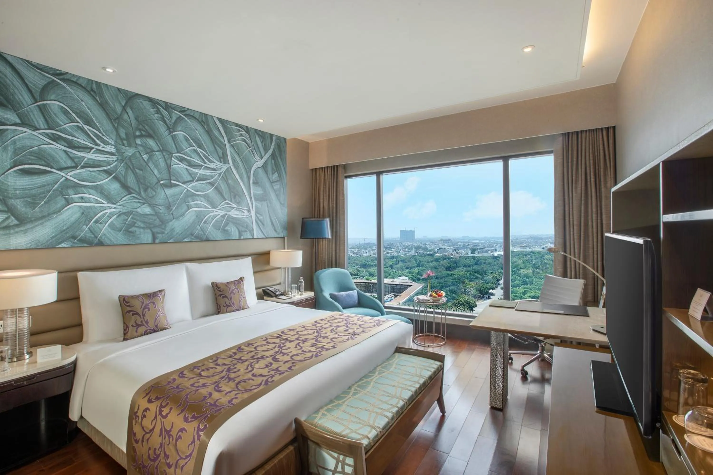 Bed in The Leela Ambience Convention Hotel Delhi