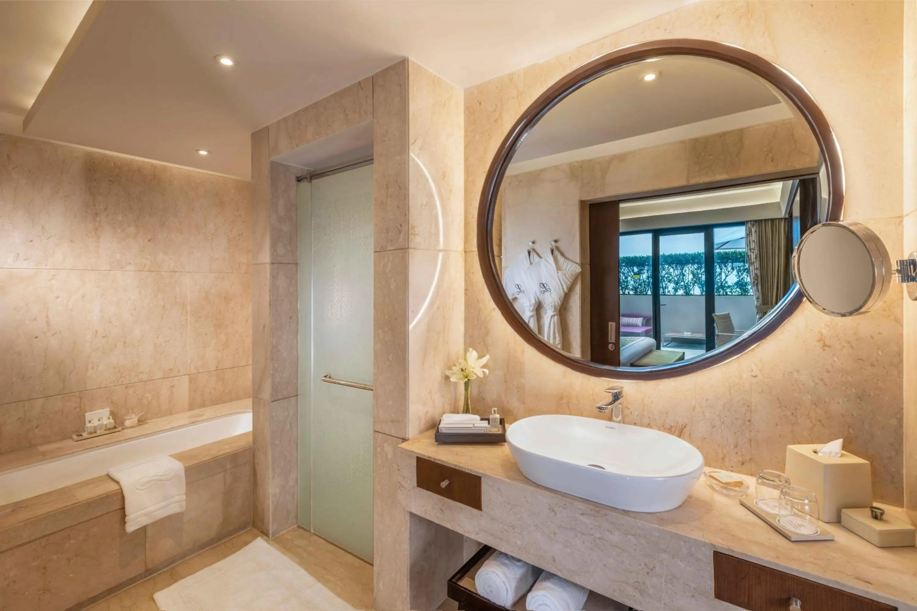 Bathroom in The Leela Ambience Convention Hotel Delhi