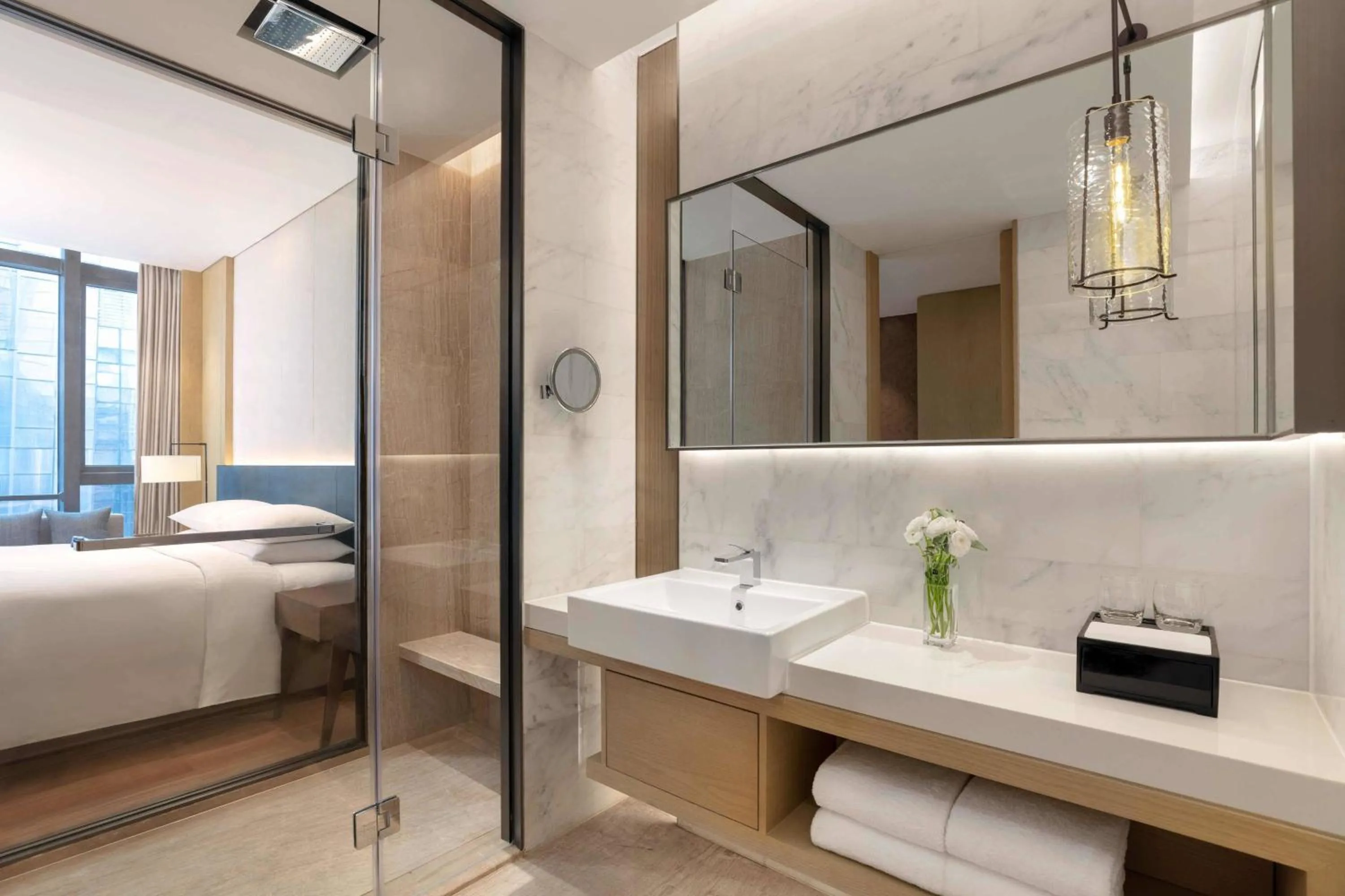 Bathroom, Bed in Courtyard by Marriott Shenzhen Bay