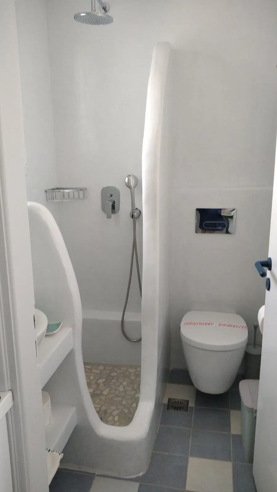 Shower in Nostos Studios at Saint George beach Agios Georgios Chora Naxos town