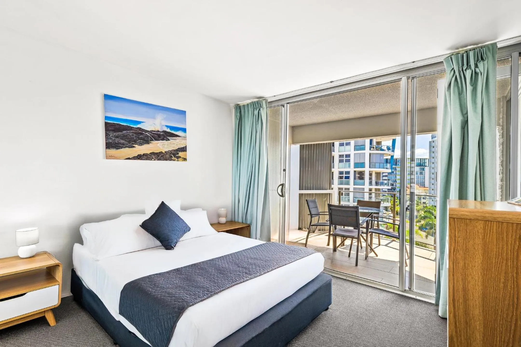 Bed in Maroochy Sands Holiday Apartments