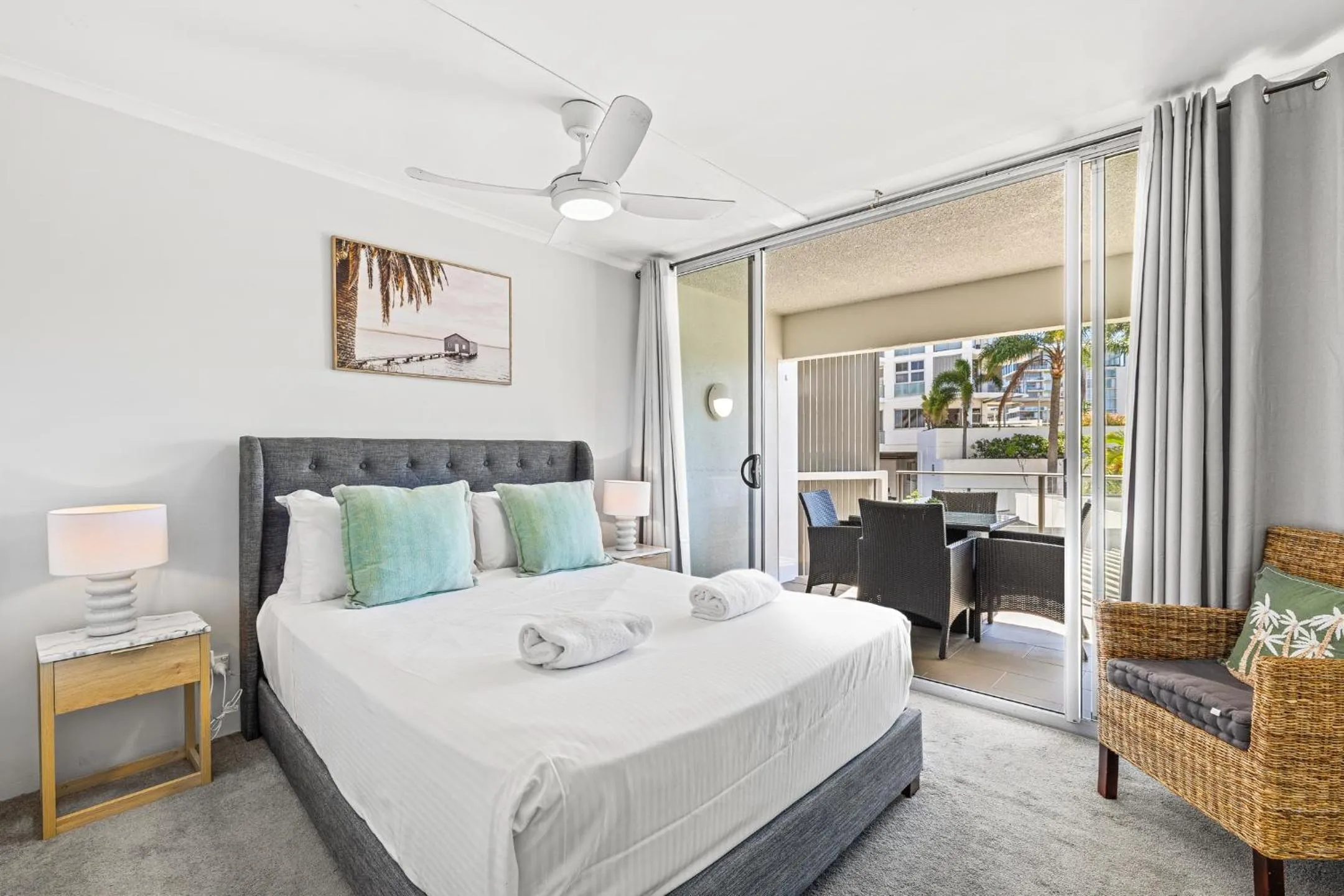 Bed in Maroochy Sands Holiday Apartments