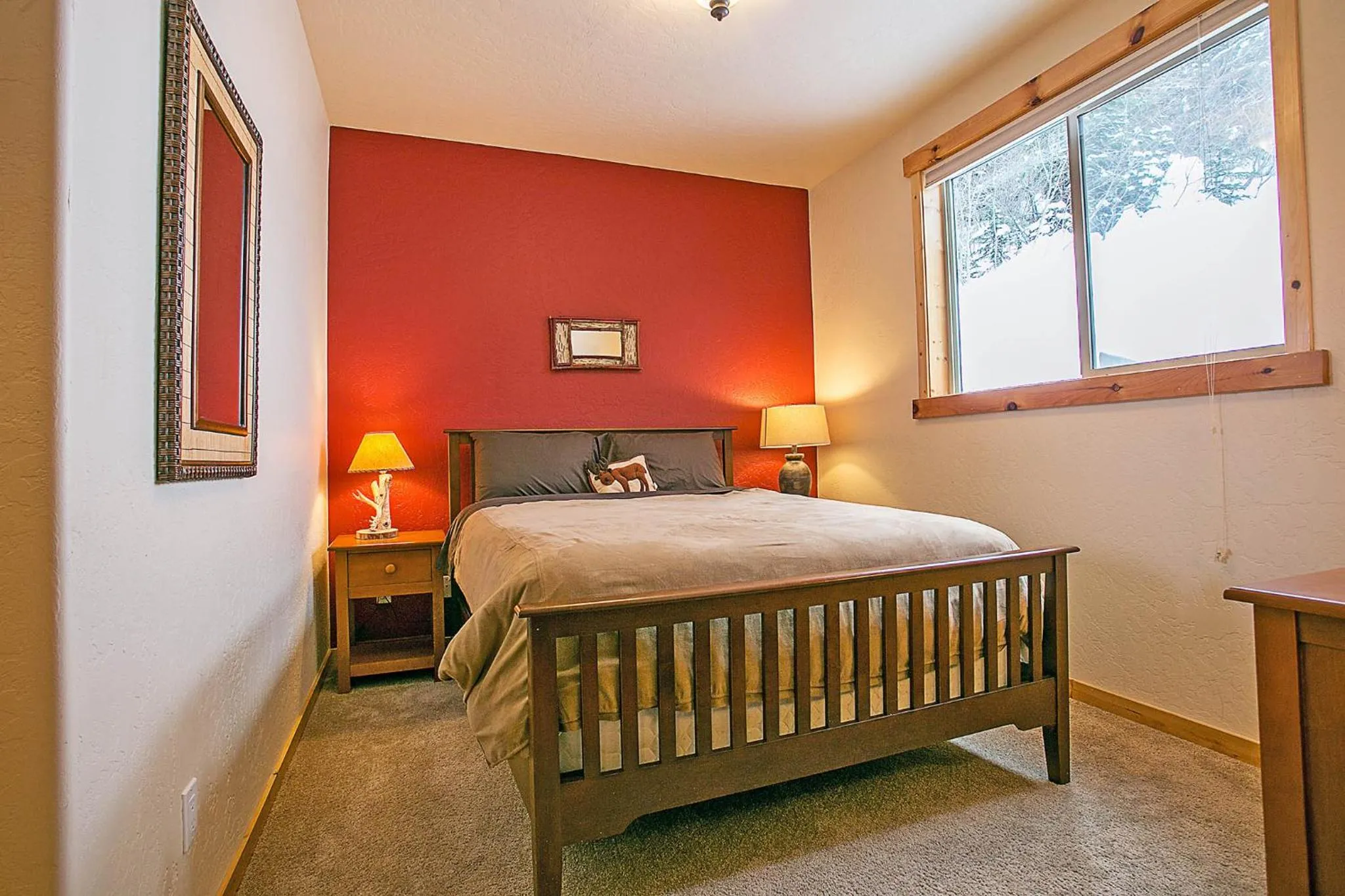 Bed in Spacious Sandpoint Chalet with Hot Tub Views