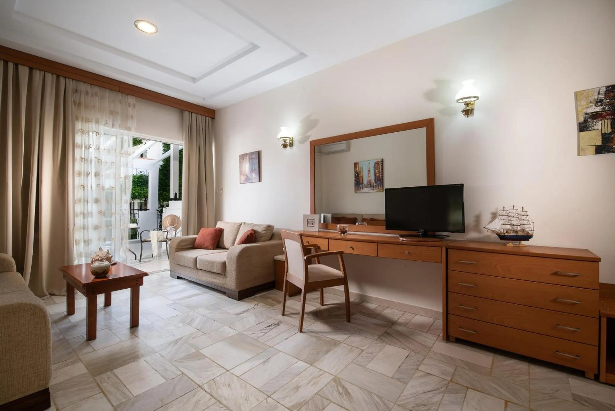 Seating area in Porfi Beach Hotel