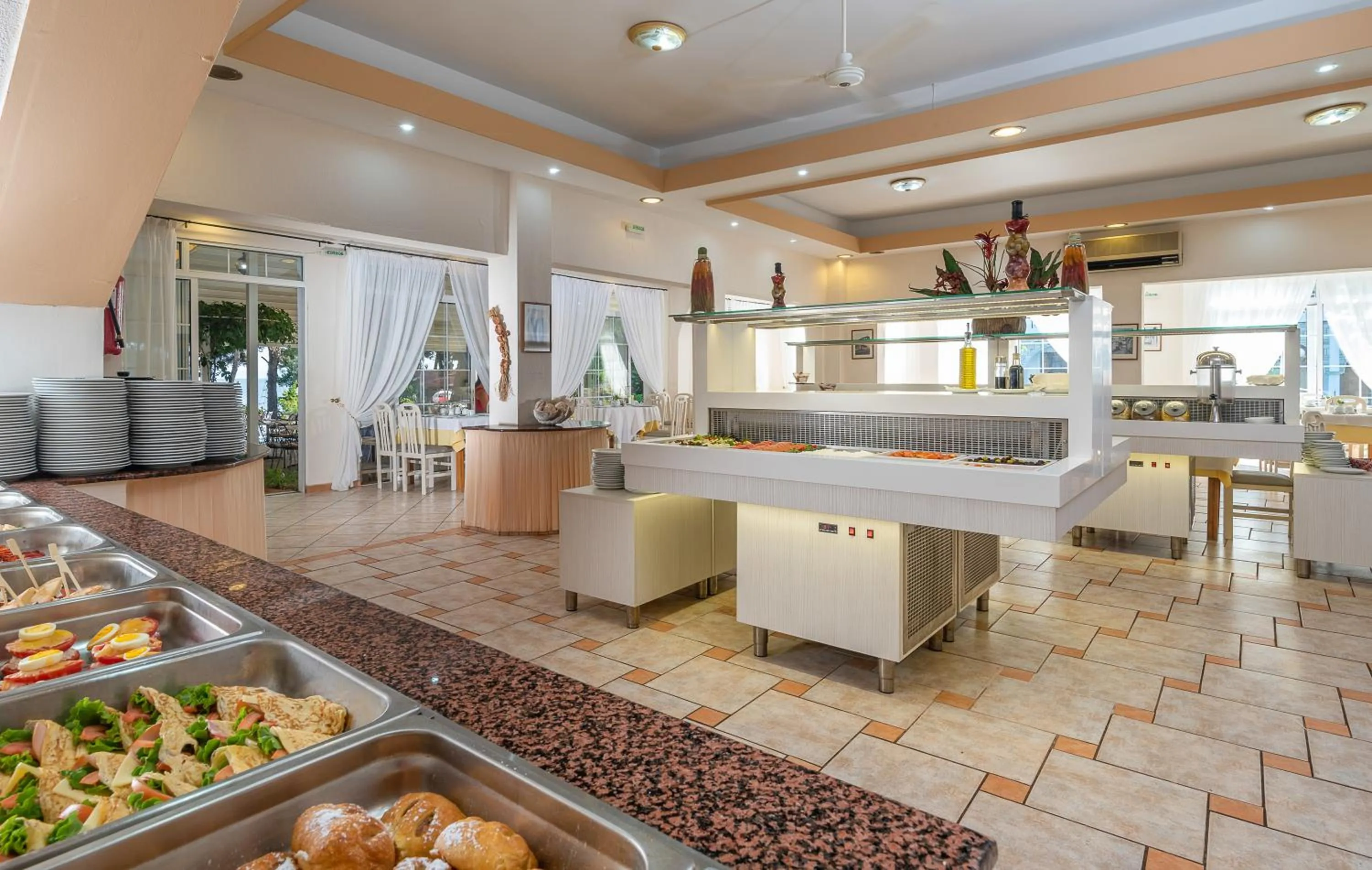 Buffet breakfast in Porfi Beach Hotel